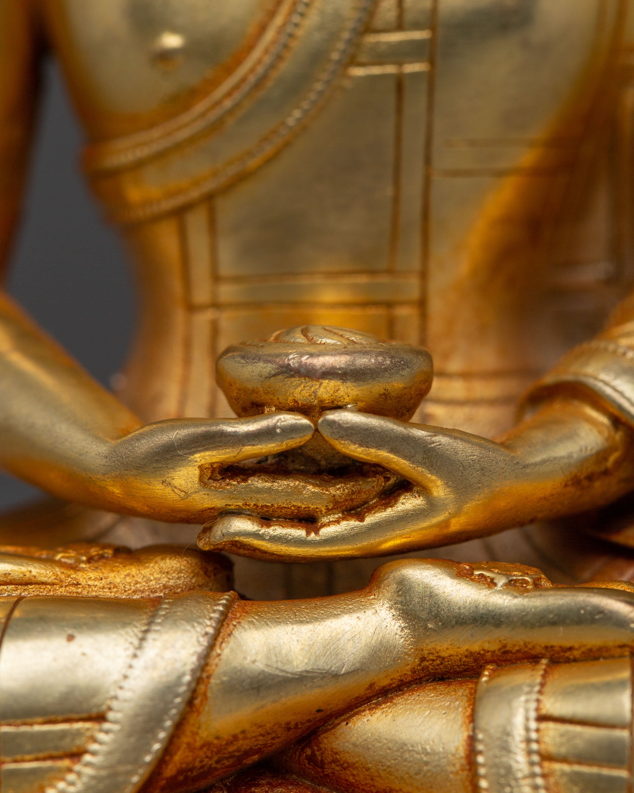 Machine-Made Golden Statue of Amitabha Buddha | Altar Decor