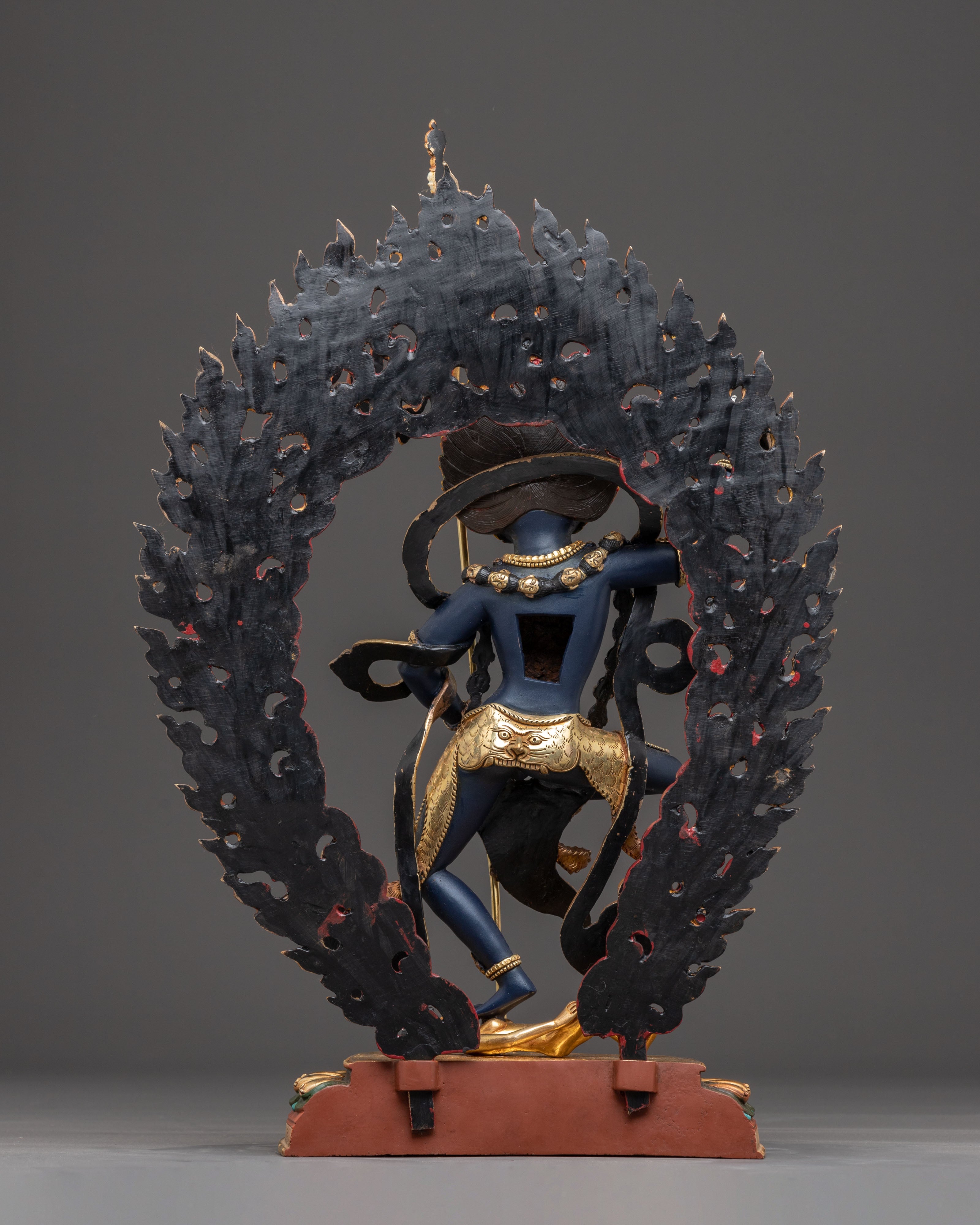 Handcrafted Dharma Protector Simhamukha Sculpture | Wrathful Guardian Deity
