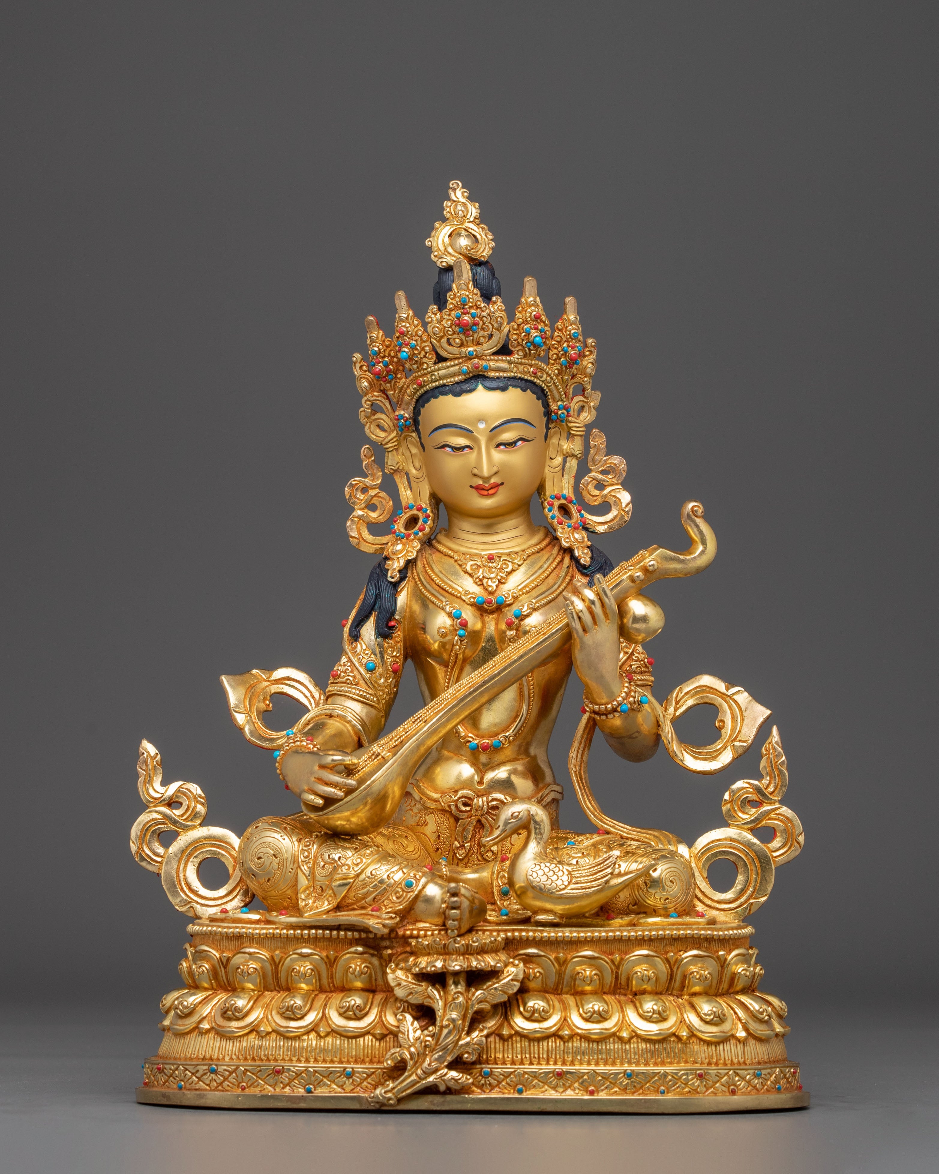 Handmade Saraswati Statue, Goddess of Wisdom | Nepali Handcrafted Icon