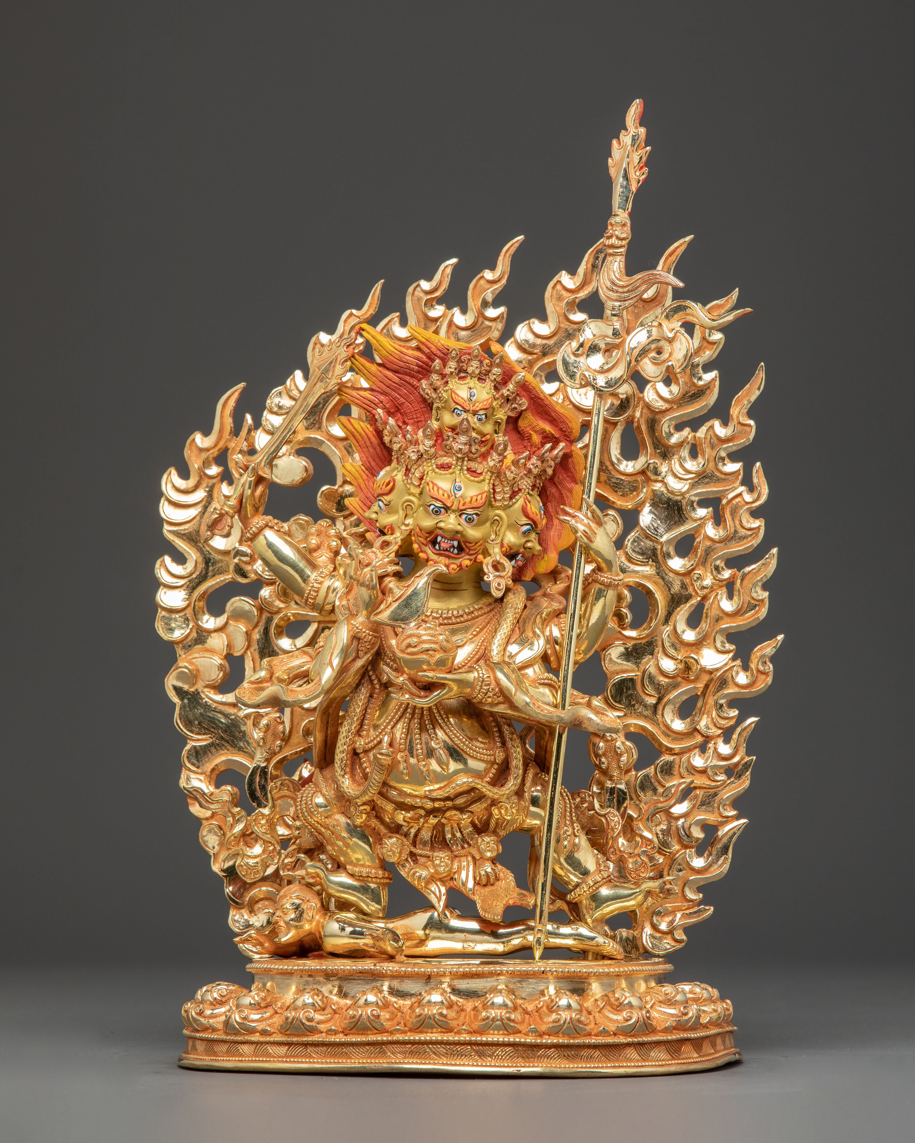 Wrathful Deity Four Armed Mahakala Statue | Powerful Protector