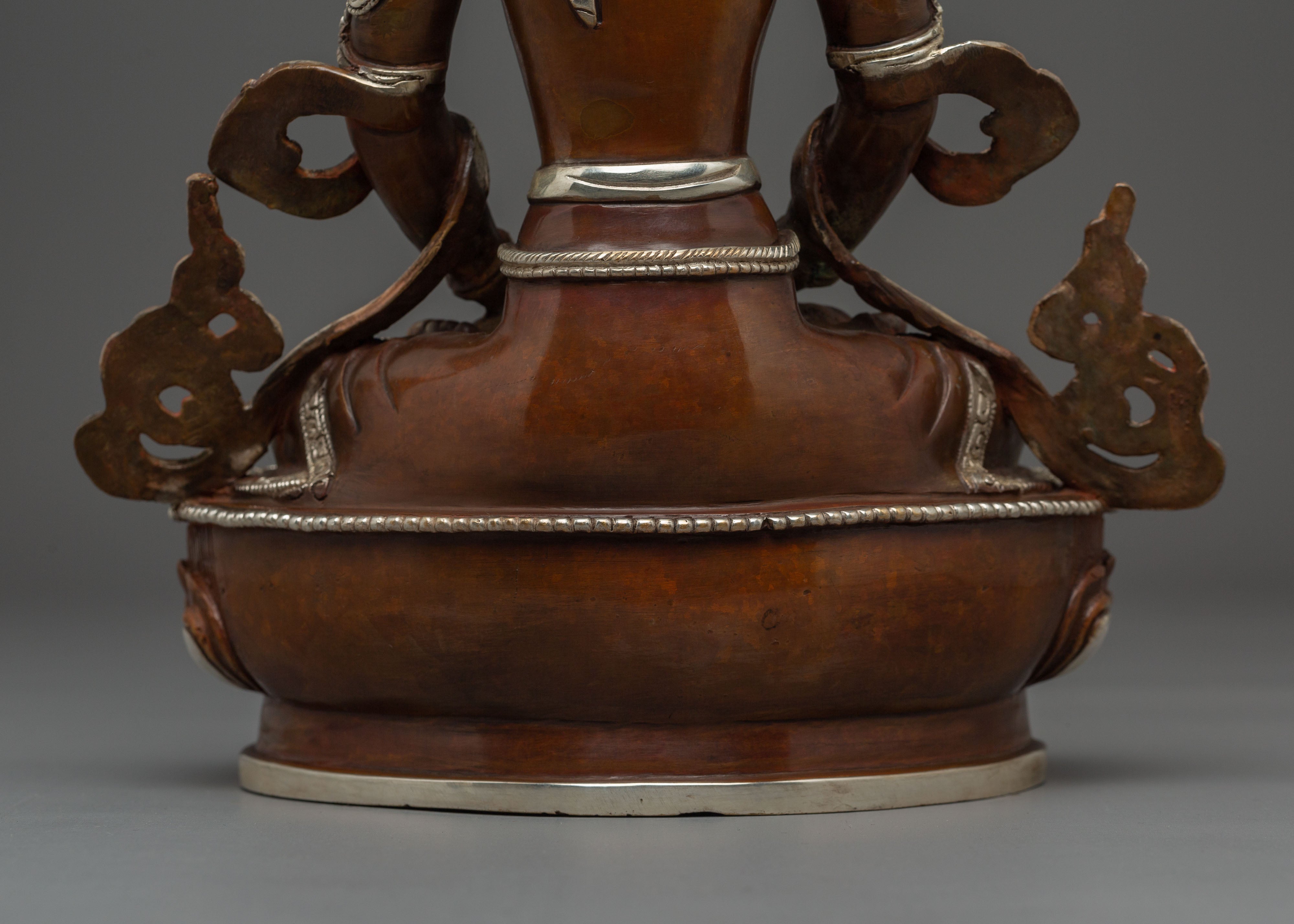 Silver-Plated Oxidized Statue of Healing Buddha Amitayus | Longevity Symbol