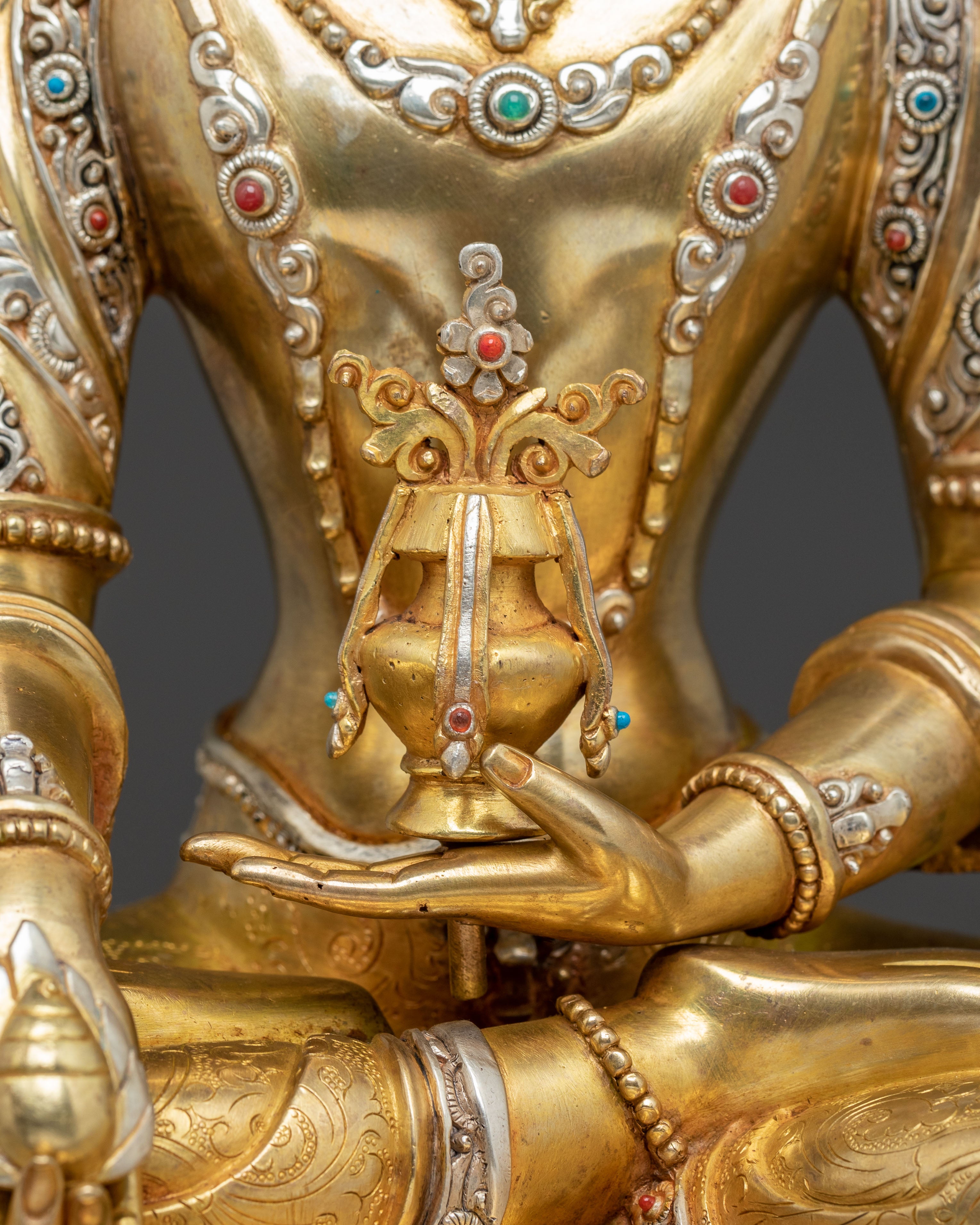 Golden Kshitigarbha Statue: Divine Bodhisattva Deity