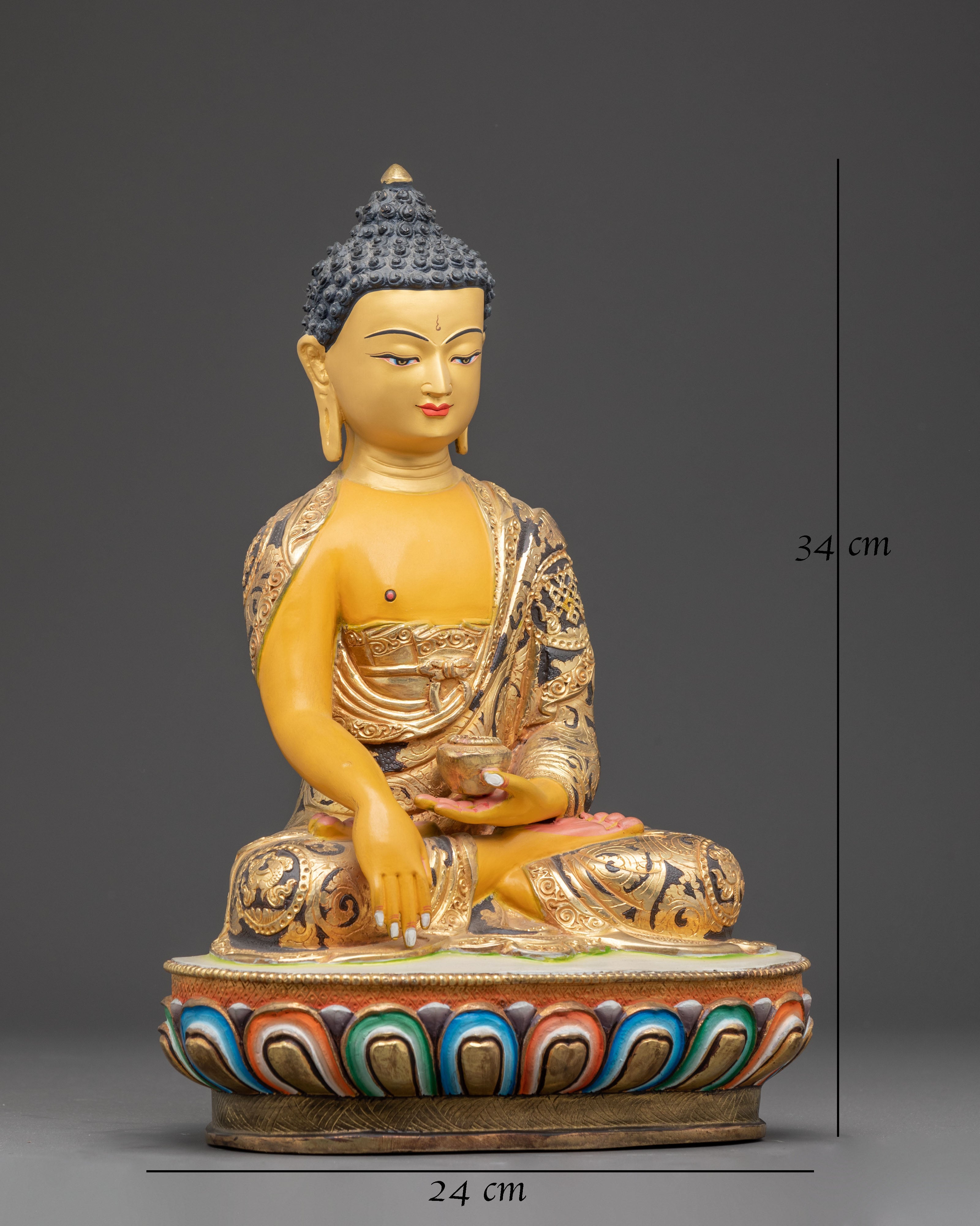 Handmade Tibetan Shakyamuni Buddha Golden Art | Historical Buddha