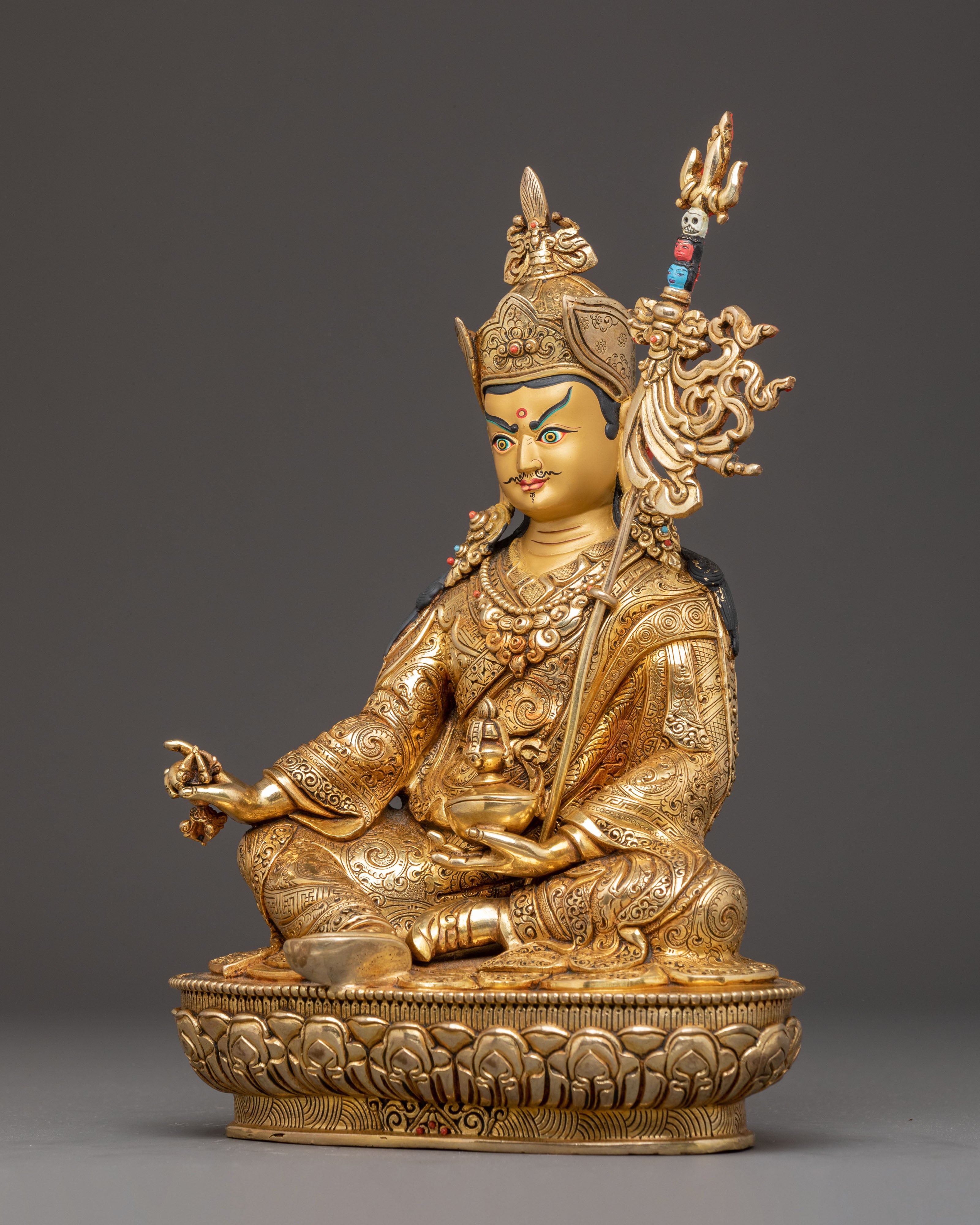 Radiant Golden Statue of Guru Padmasambhava | Tantric Master