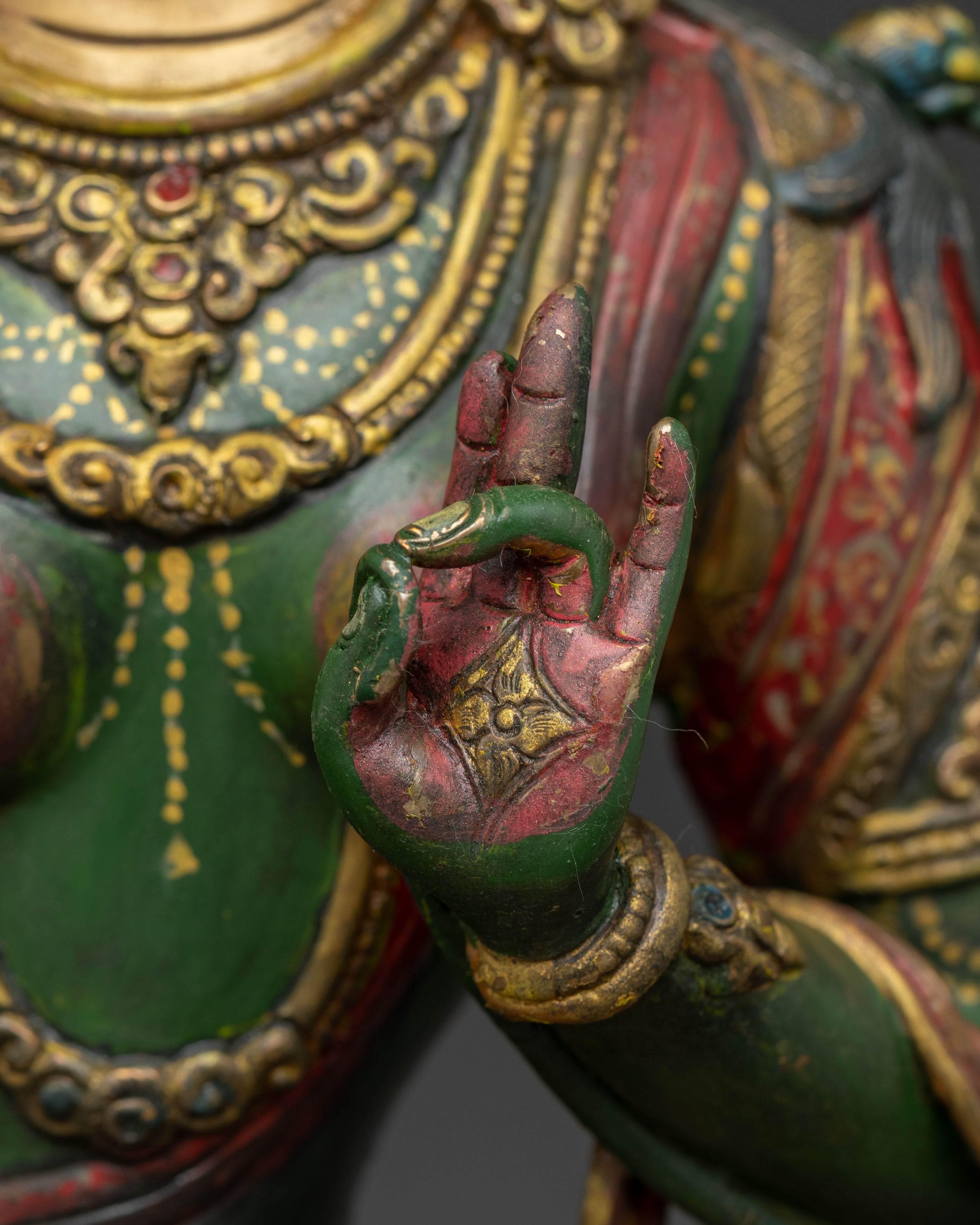 Green Tara Protector Deity Nepali Handcrafted Statue | Meditation Altar Decor