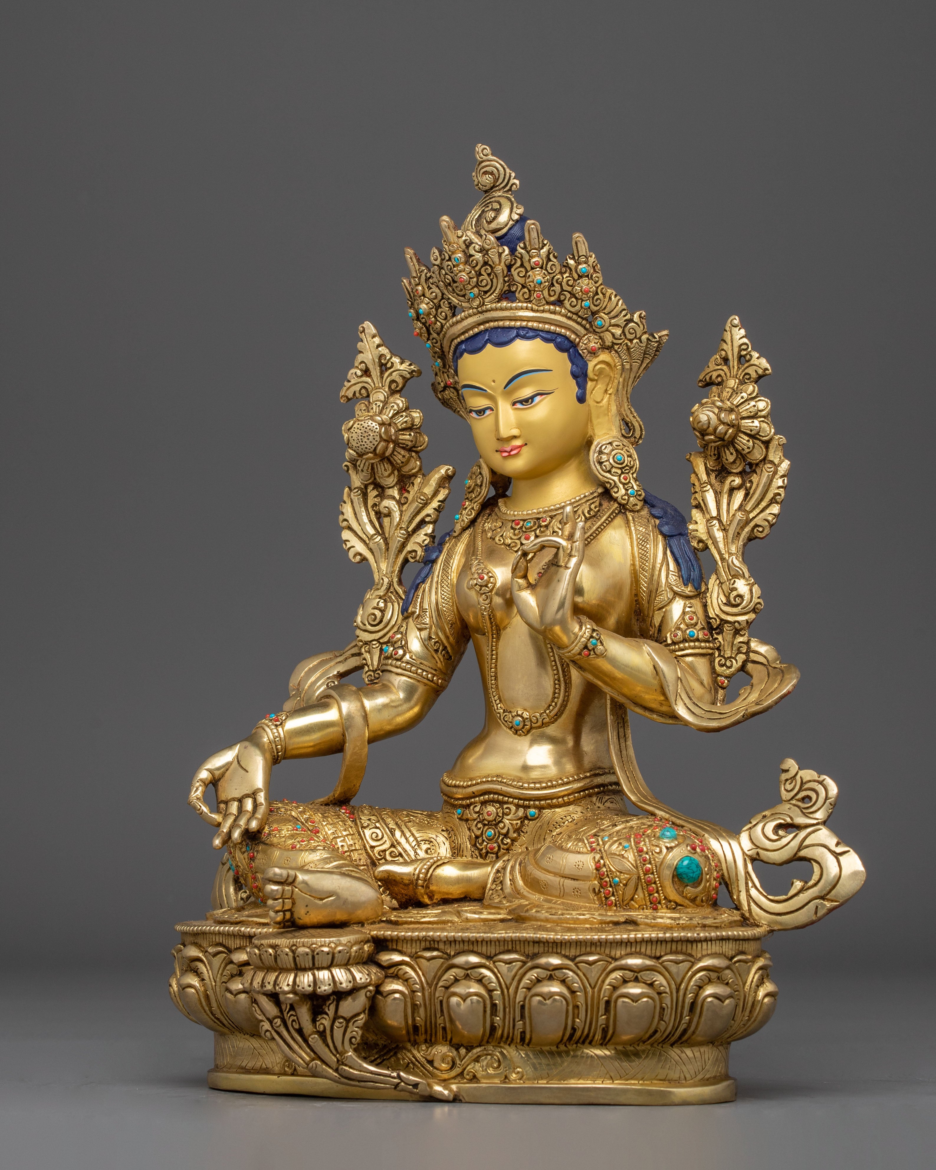 Green Tara Protector Deity Nepali Handcrafted Figurine | Mother of Liberation