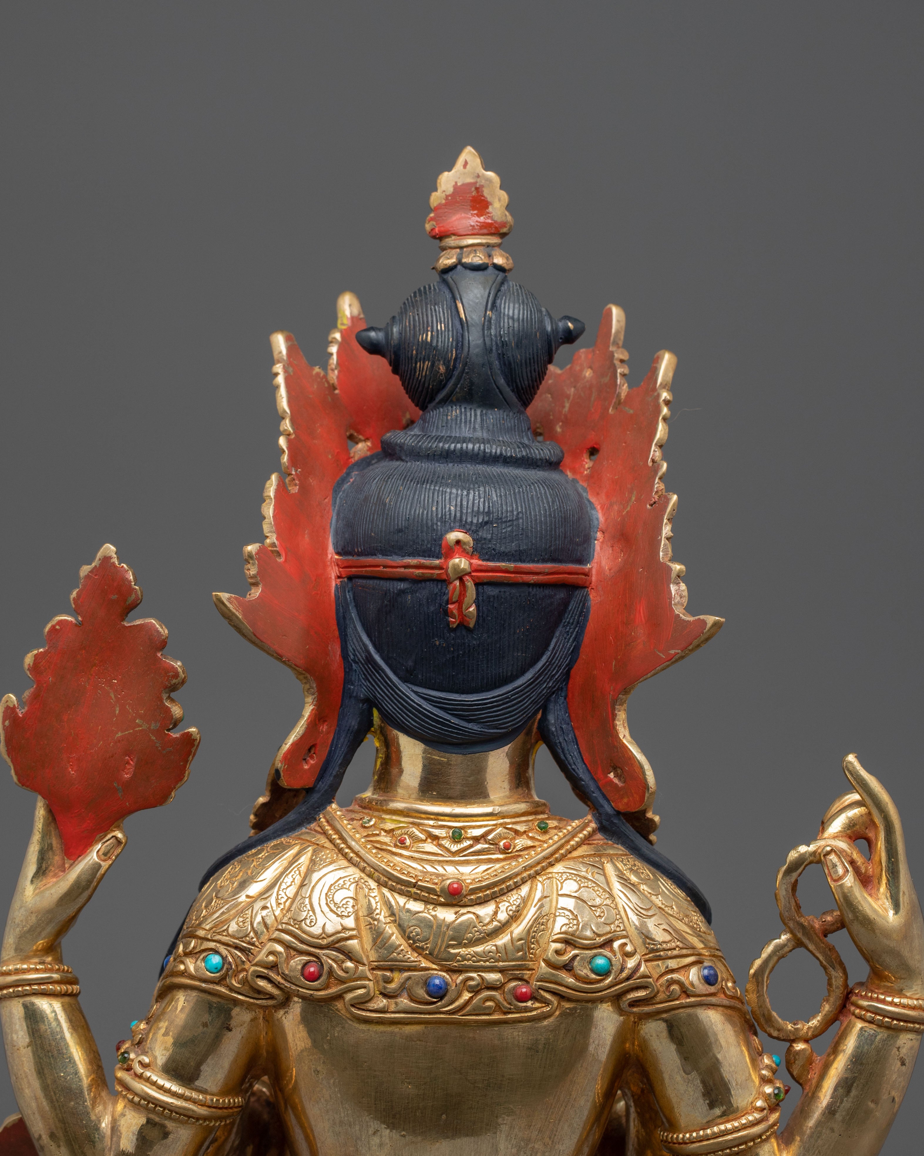 Golden Chenrezig Statue: Symbol of Compassion | Avalokiteshvara Figurine