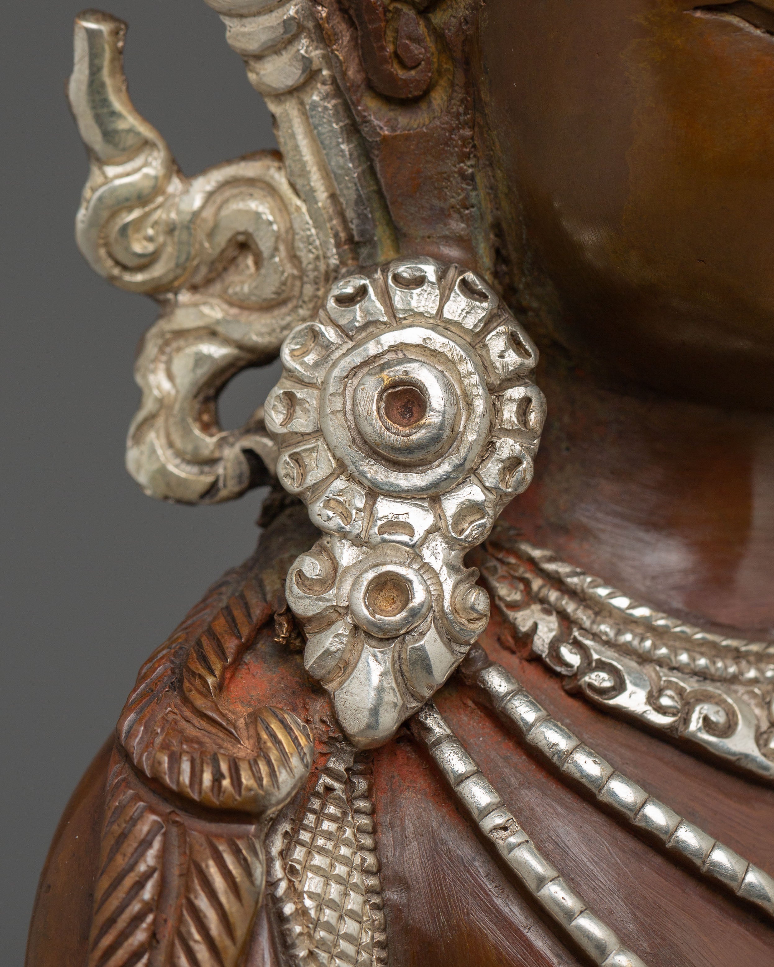 Silver-Plated Oxidized Statue of Healing Buddha Amitayus | Longevity Symbol