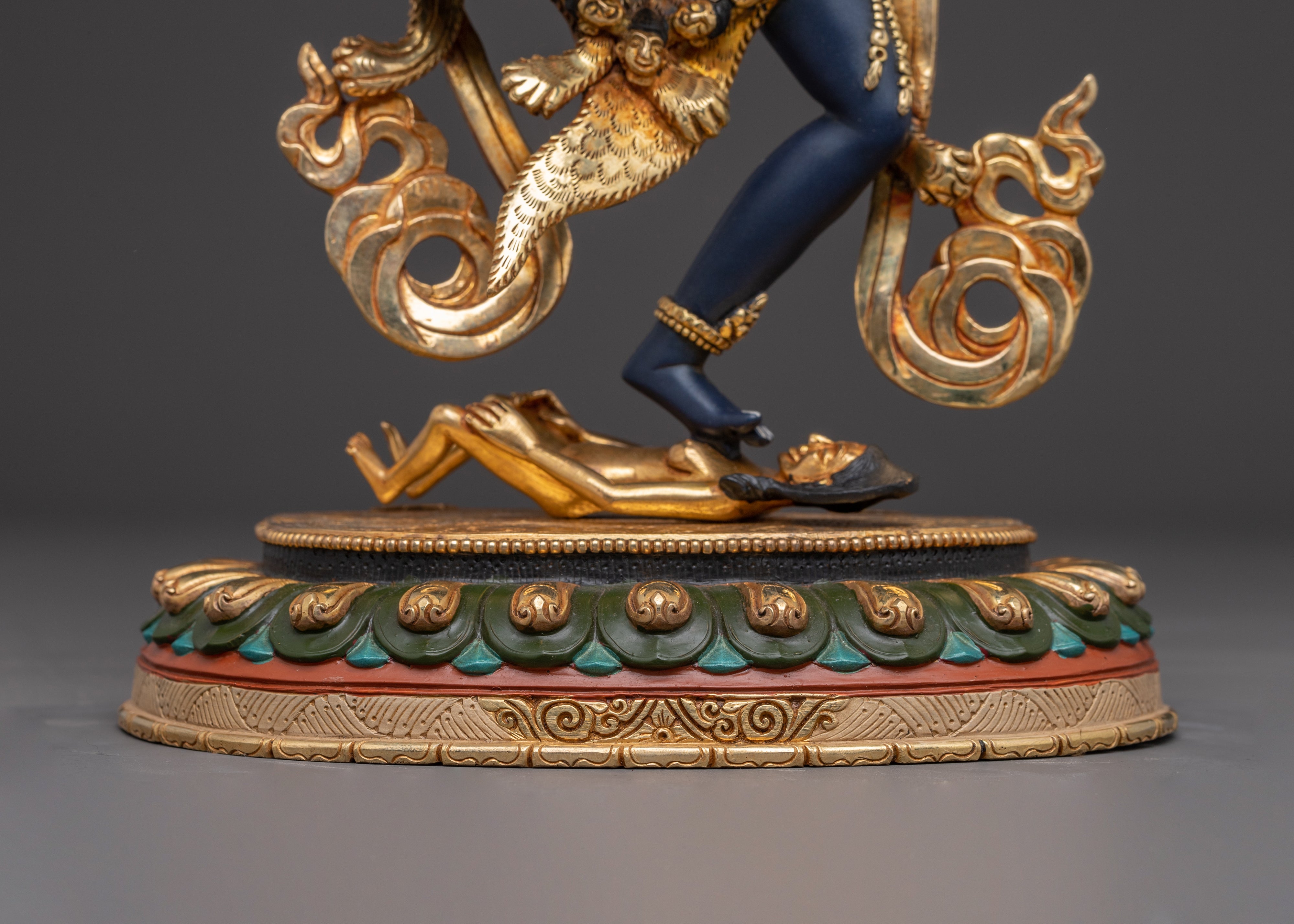 Handcrafted Dharma Protector Simhamukha Sculpture | Wrathful Guardian Deity