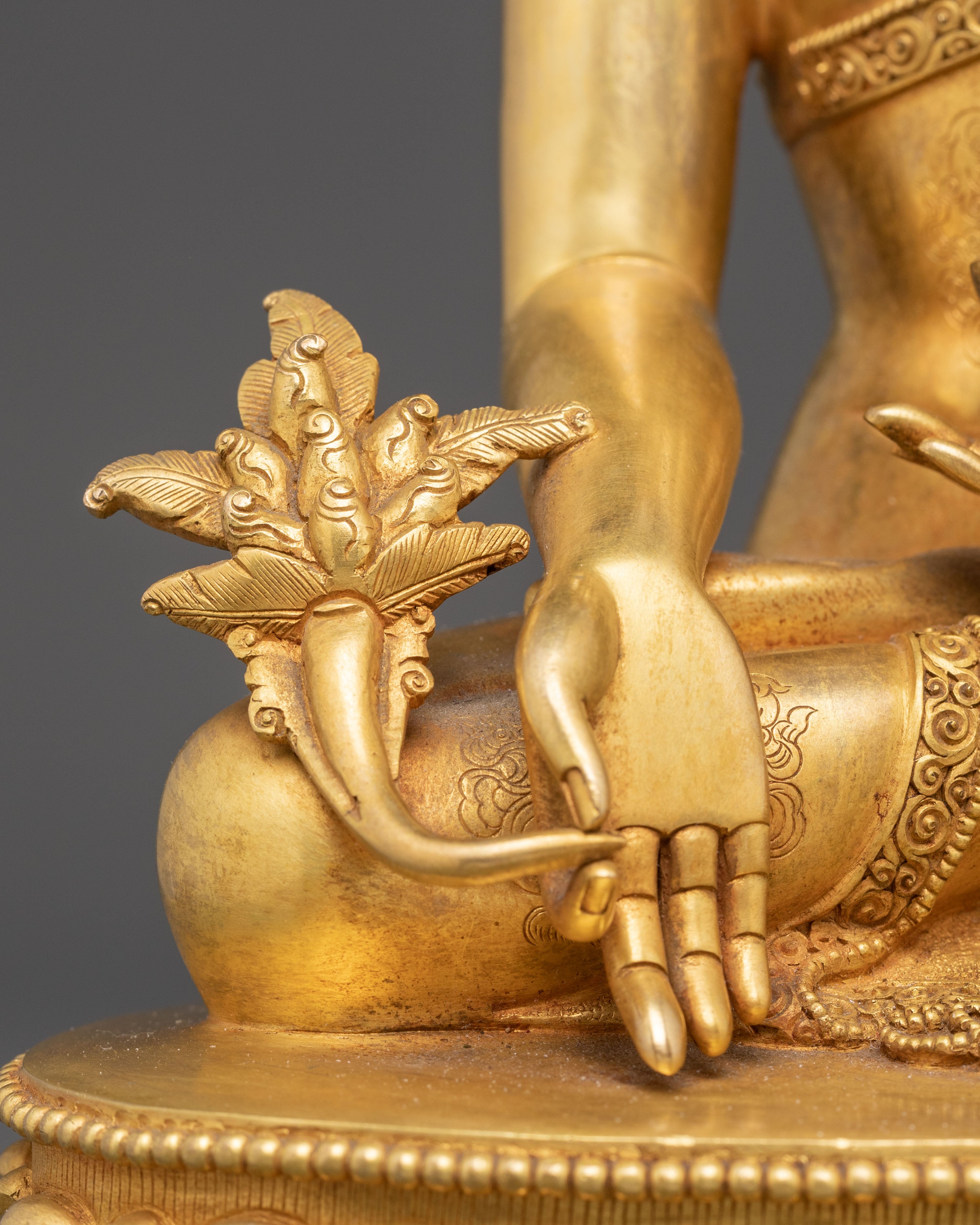 Handmade Serene Healer Medicine Buddha Bhaisajyaguru Art | Tibetan Healing Deity