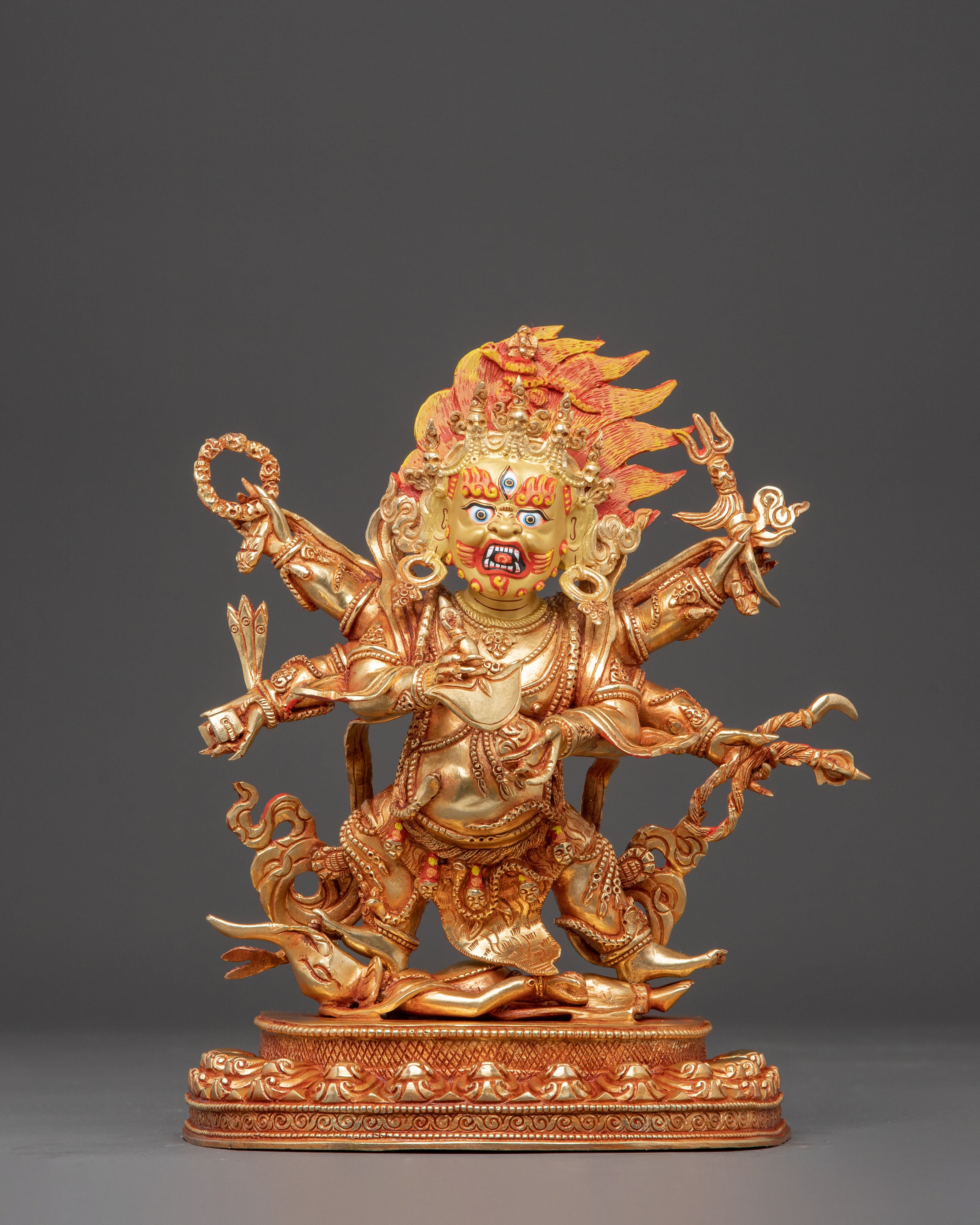 Six Armed Mahakala Protector Statue | Wrathful Deity