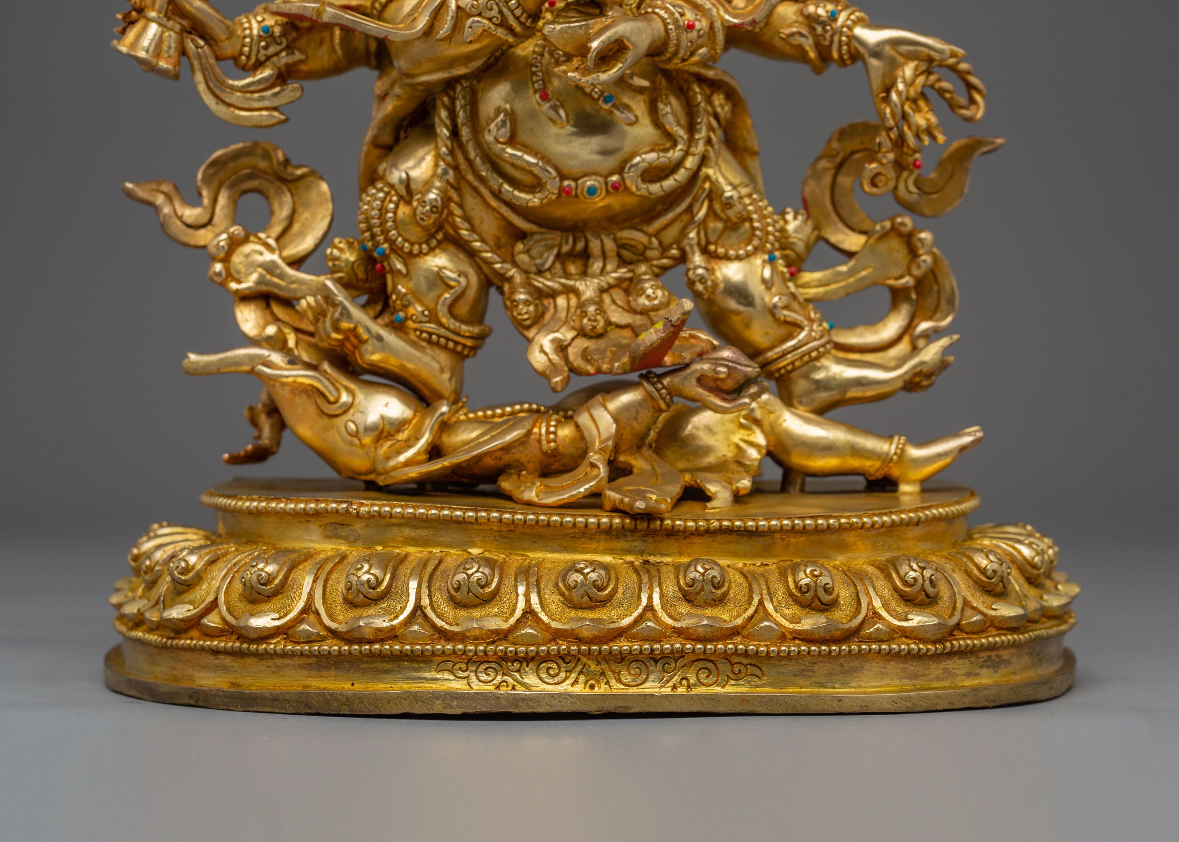 Wrathful Deity Six-Armed Mahakala Statue | Traditional Himalayan Sculpture