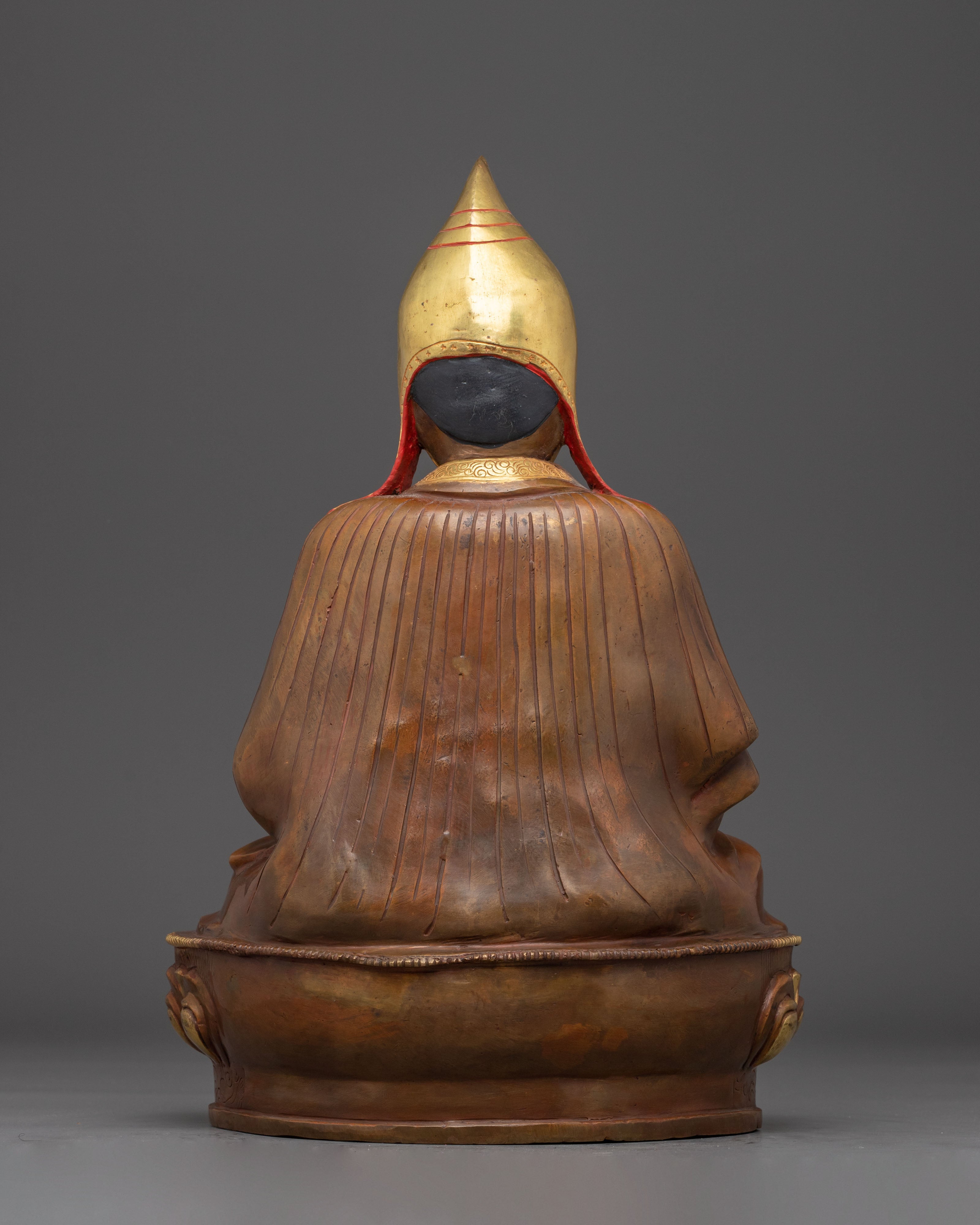 Handmade Golden Statue of Buddhist Master | Himalayan Spiritual Icon