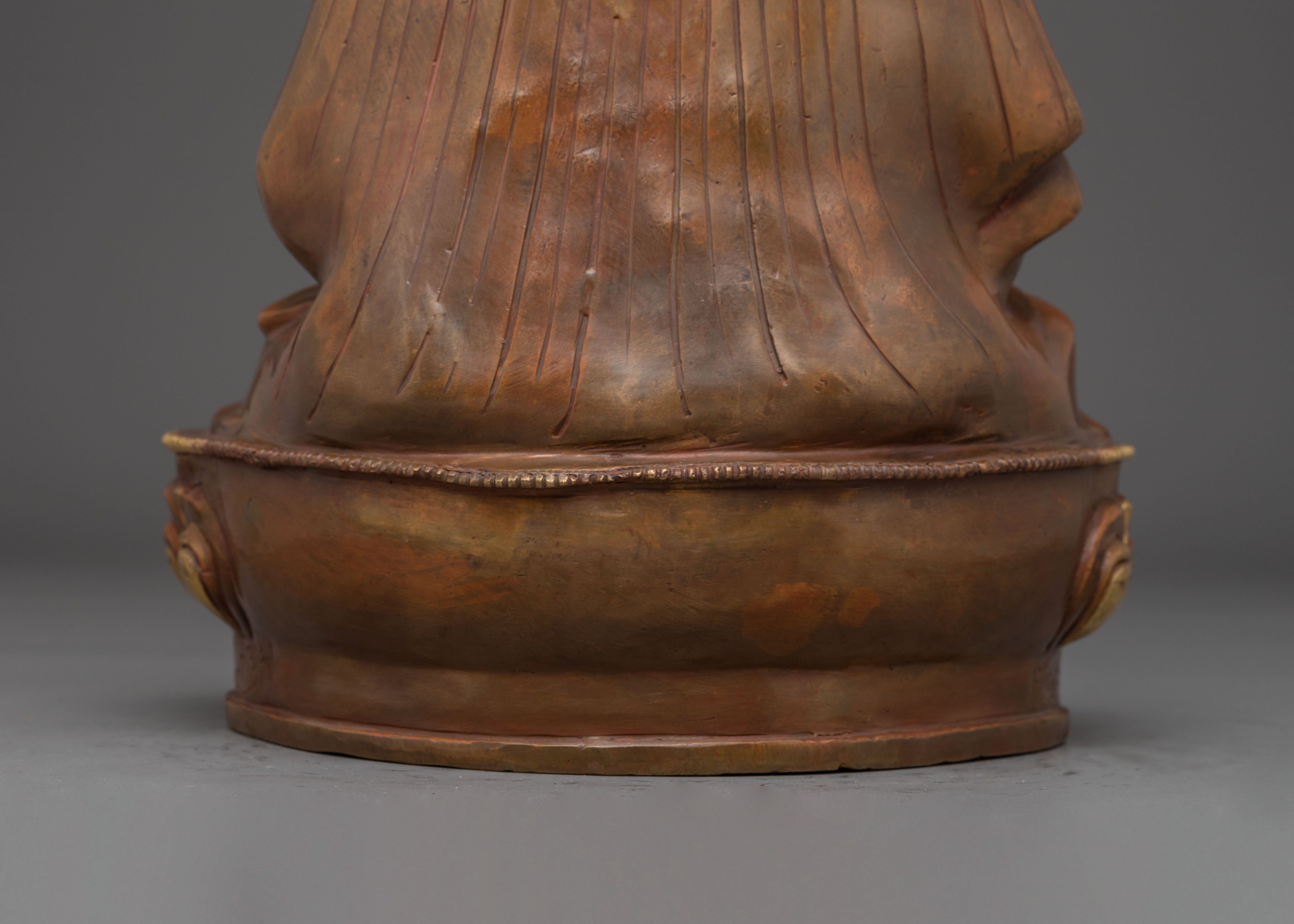 Handmade Golden Statue of Buddhist Master | Himalayan Spiritual Icon