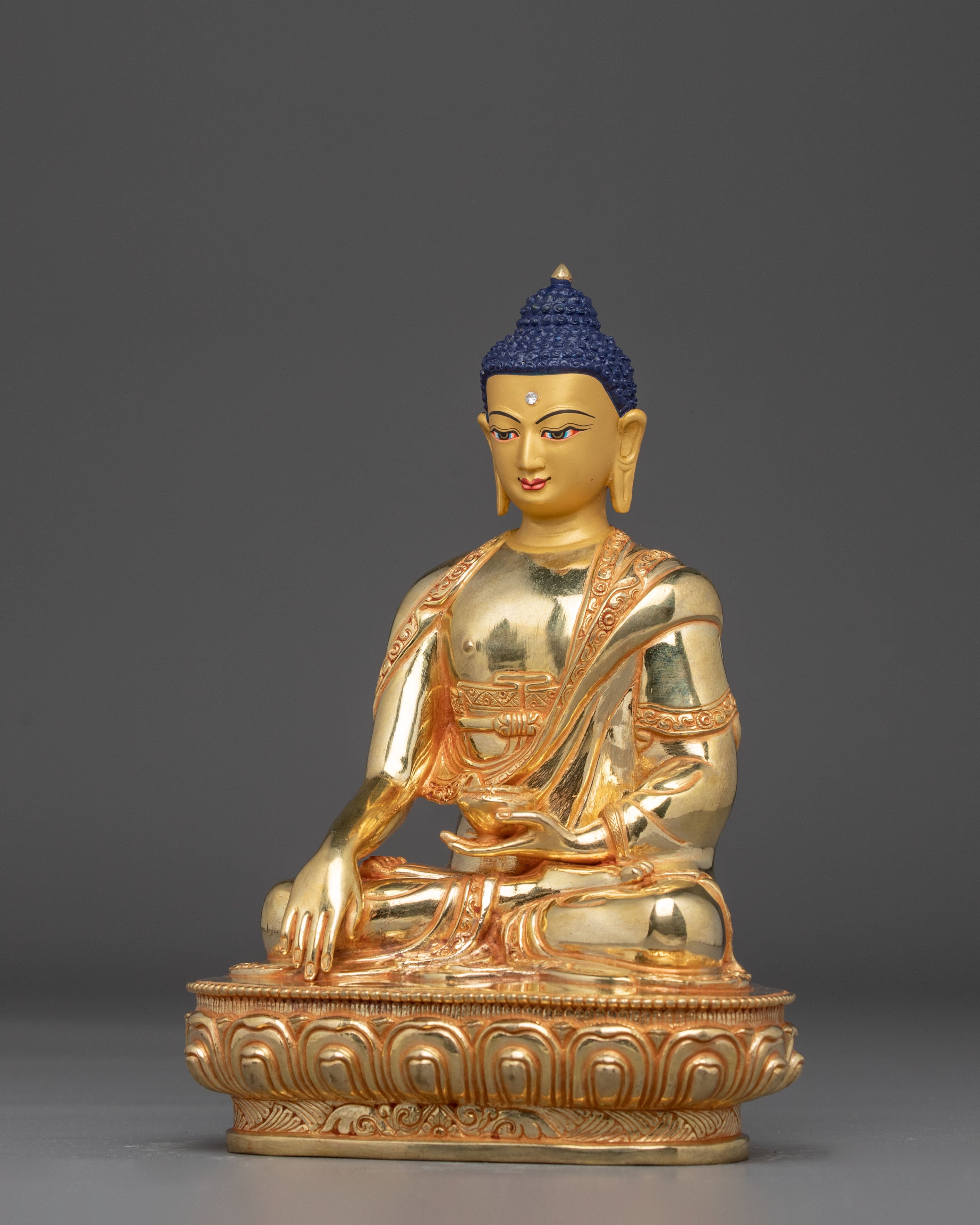 Tibetan Golden Shakyamuni Buddha Handmade Art | Himalayan Sculpture