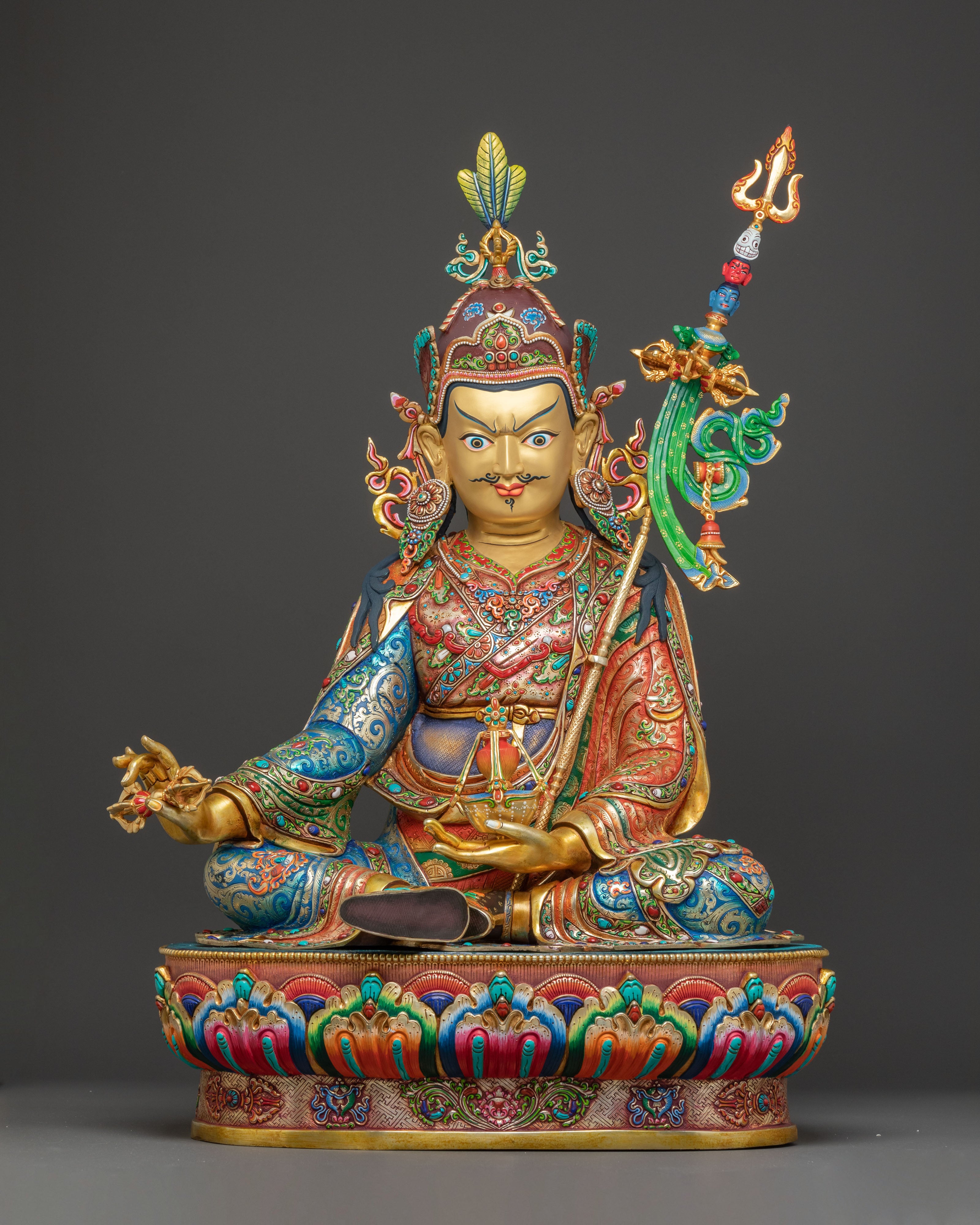 Handmade Padmasambhava Statue With Consorts