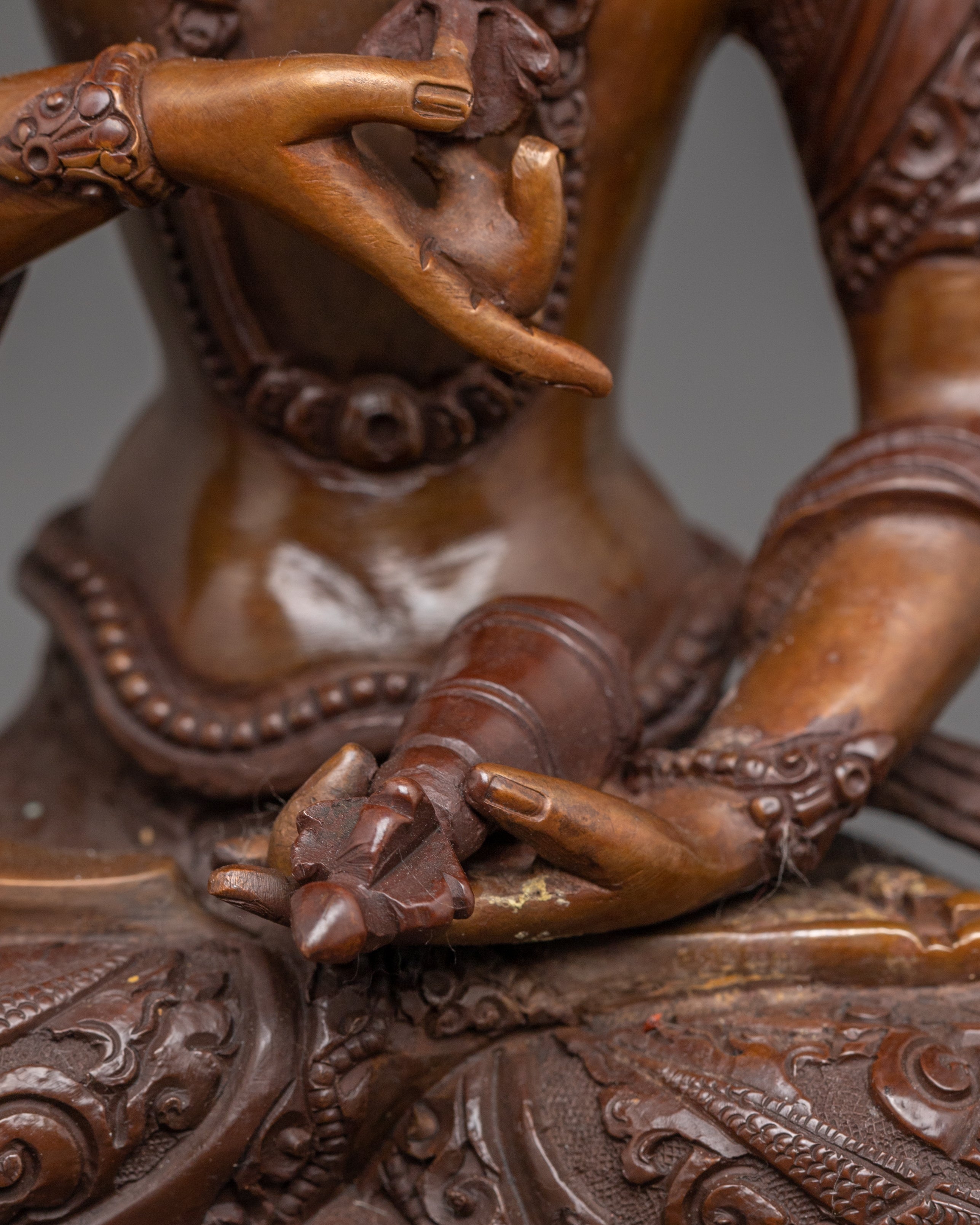 Handcrafted Oxidized Copper Statue of Bodhisattva Vajrasattva