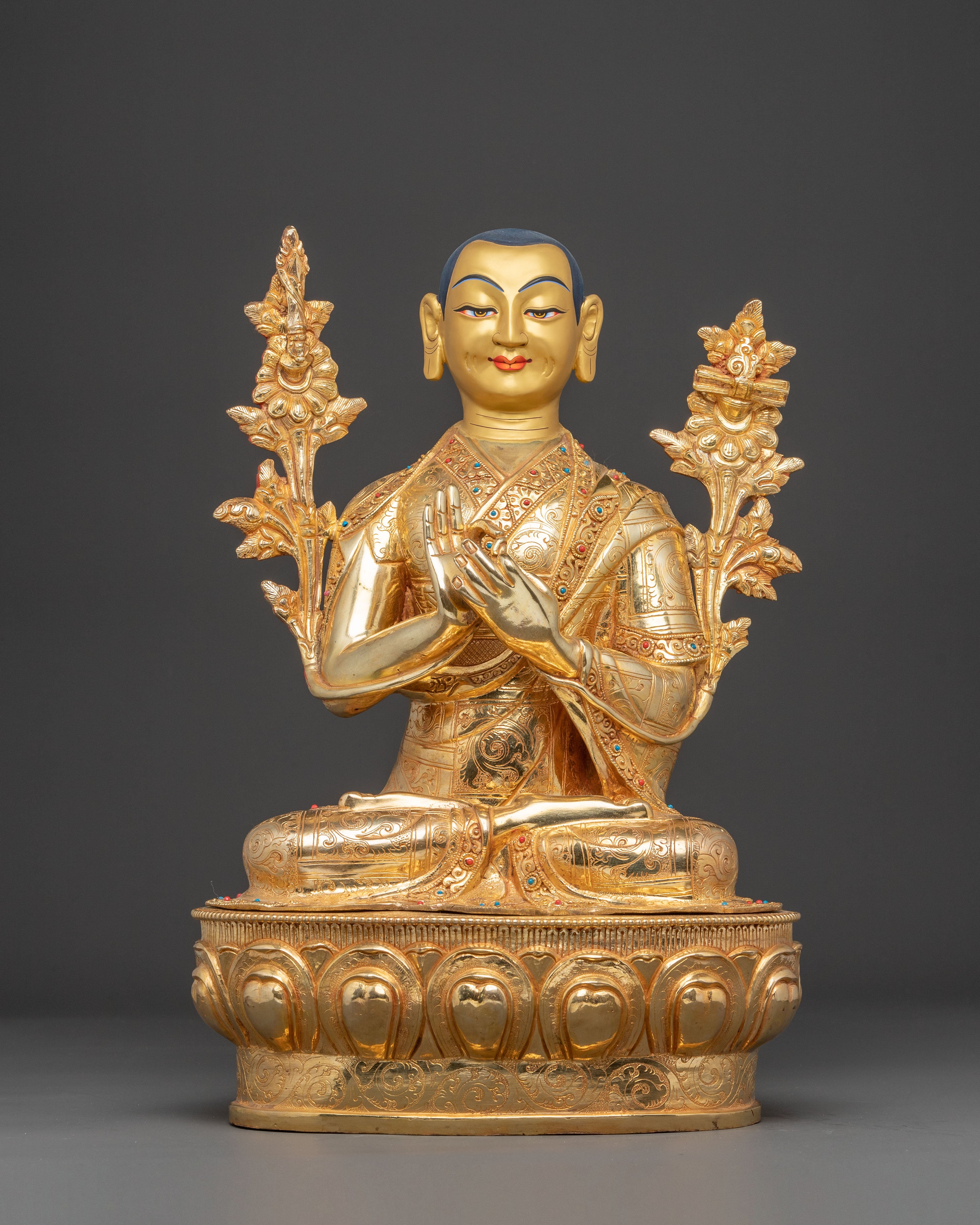 Handmade Tsongkhapa, Je Gyaltsab, and Je Khedrup Statues Set | Three Principal Masters