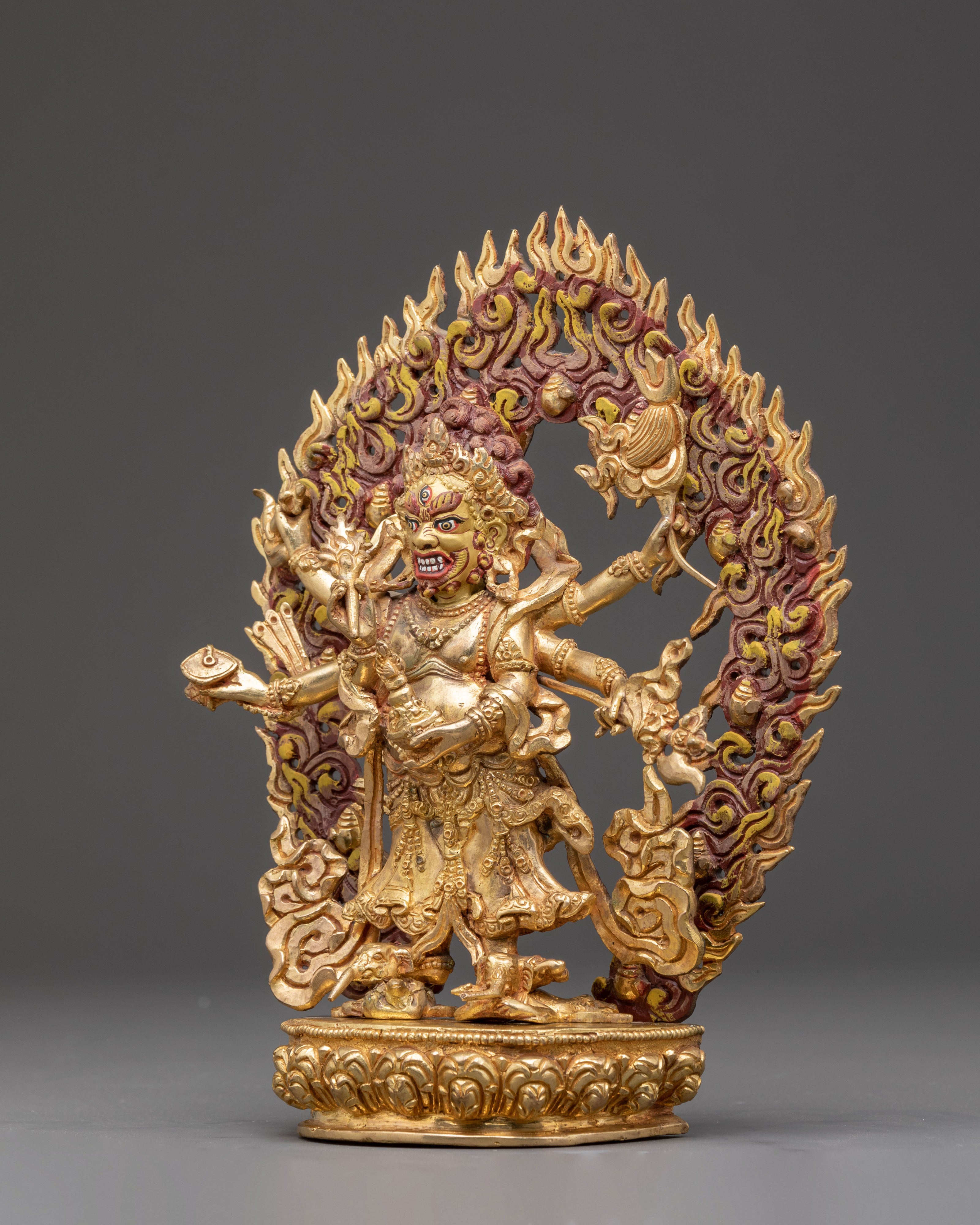 Fierce Protector Deity White Mahakala Statue | Guardian of Dharma