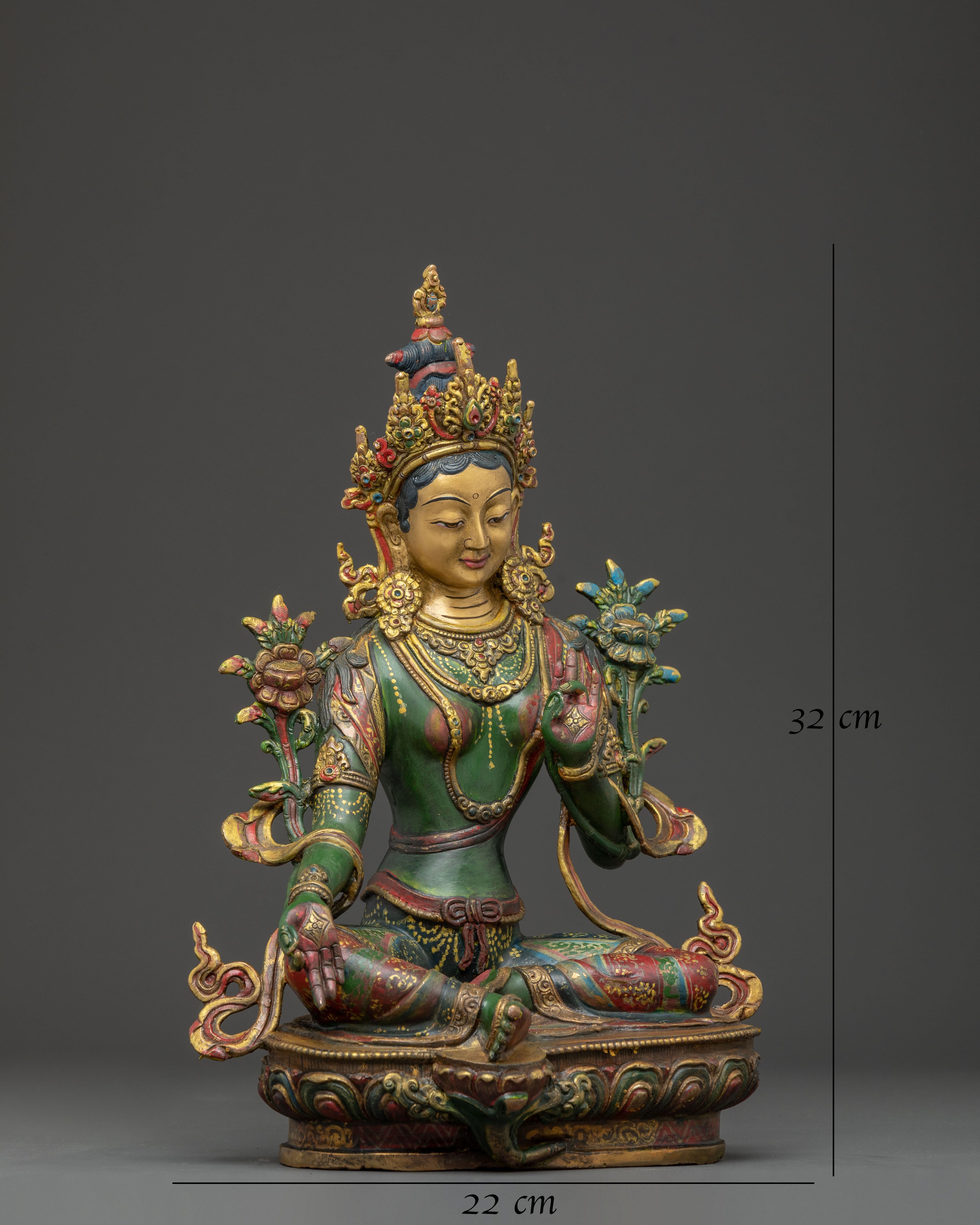Green Tara Protector Deity Nepali Handcrafted Statue | Meditation Altar Decor