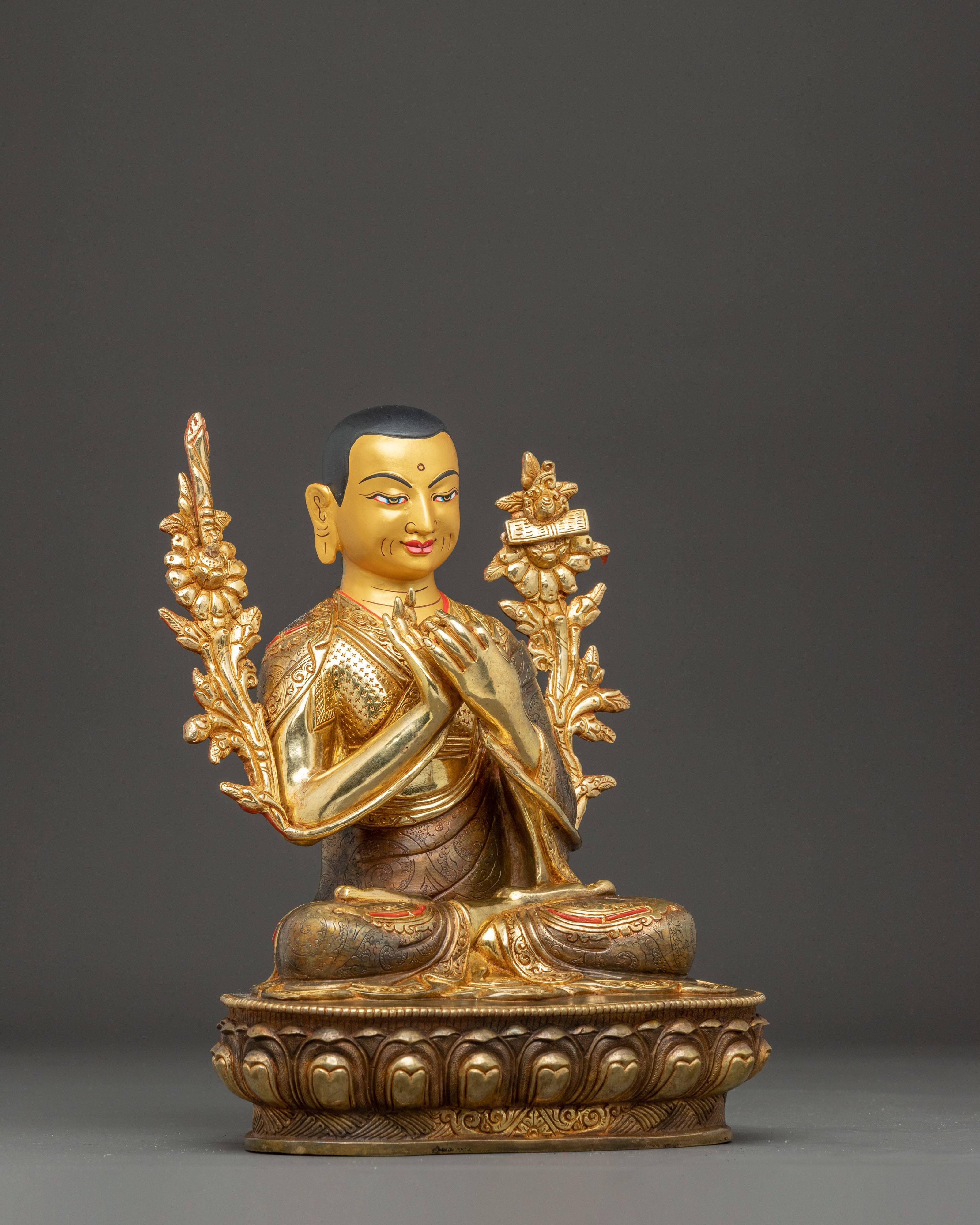 Handmade Tsongkhapa Statue Set for Meditation Decor