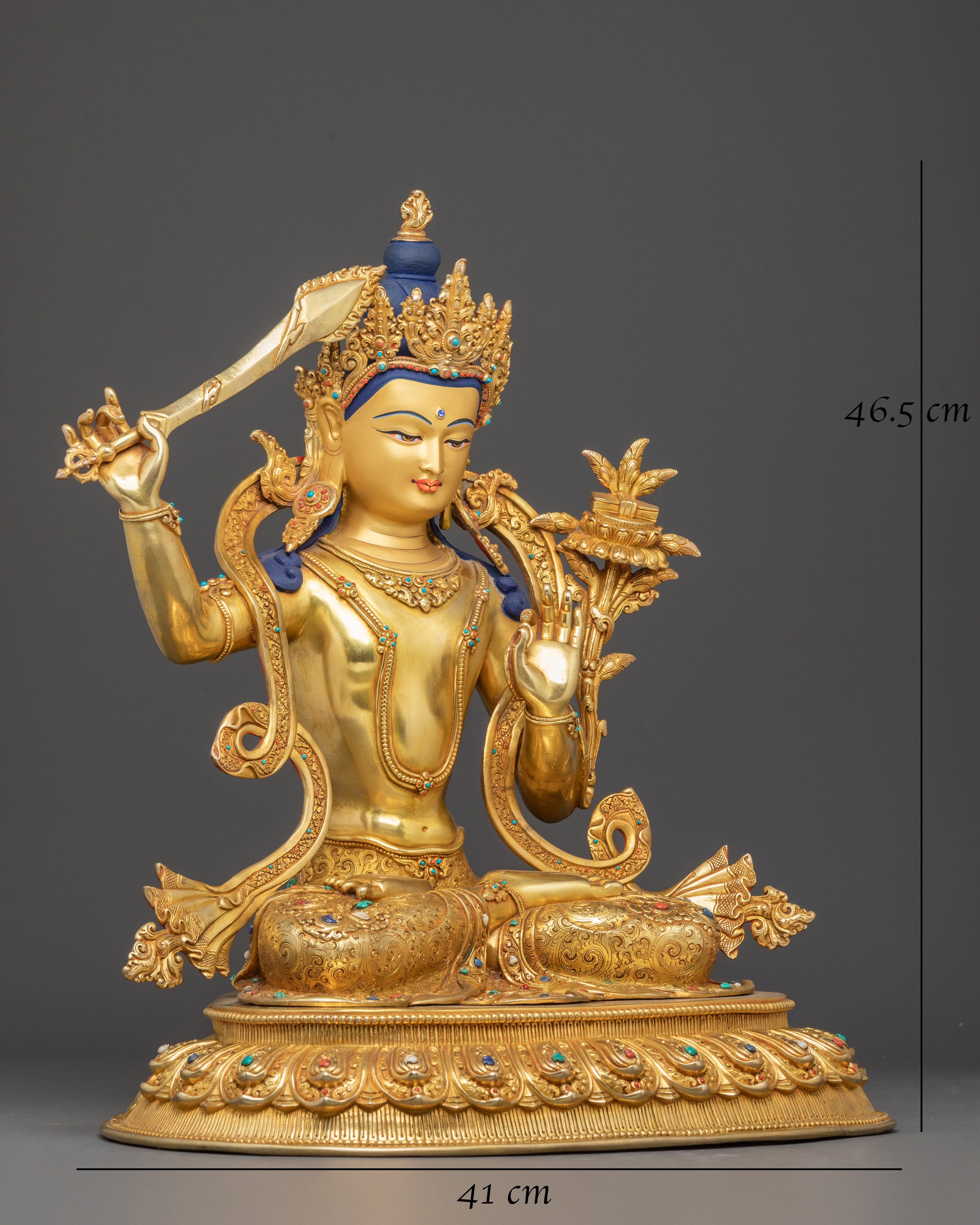 Handcrafted Copper Statue of Bodhisattva Manjushri