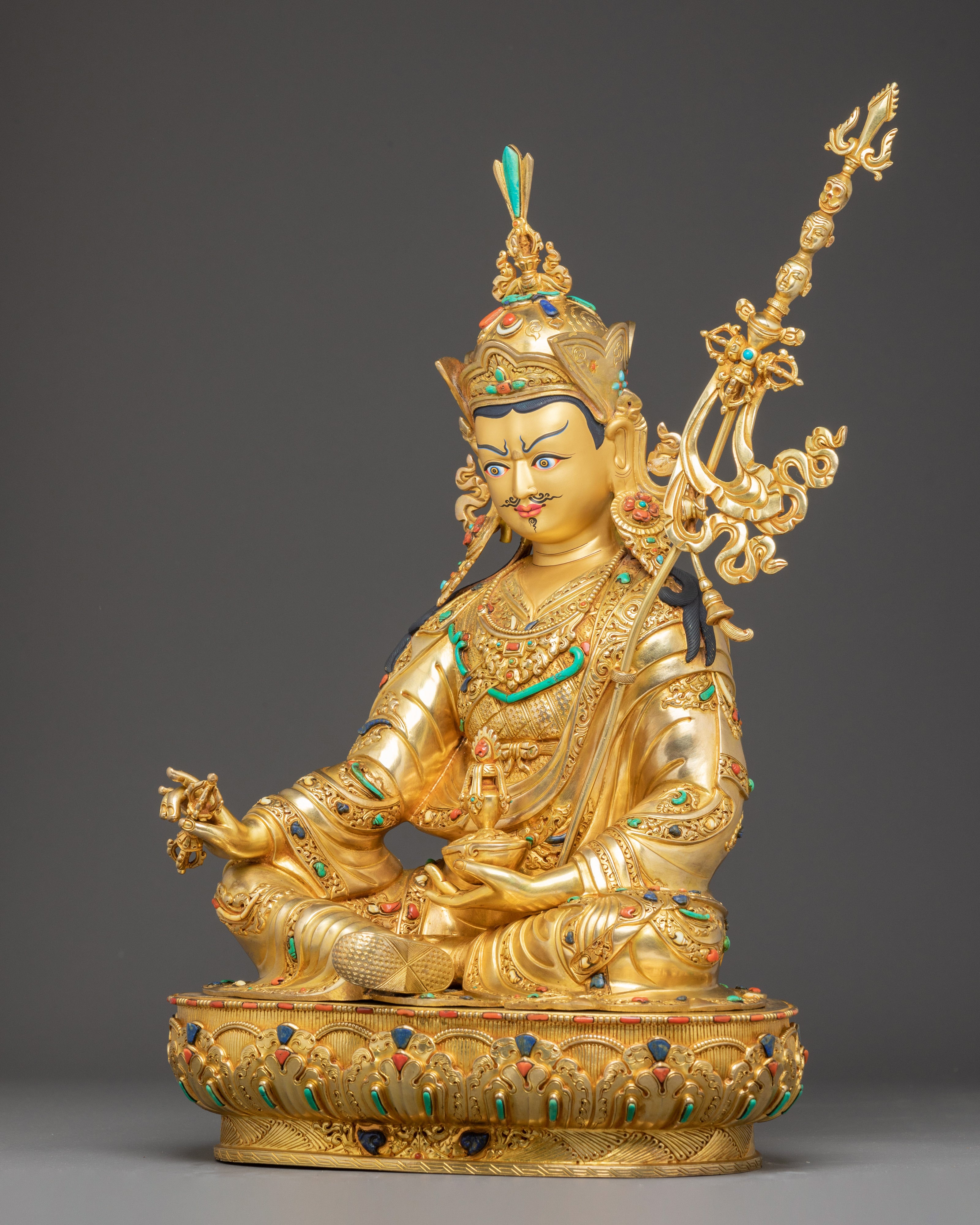 Handmade Golden Statue of Guru Padmasambhava | Tantric Master