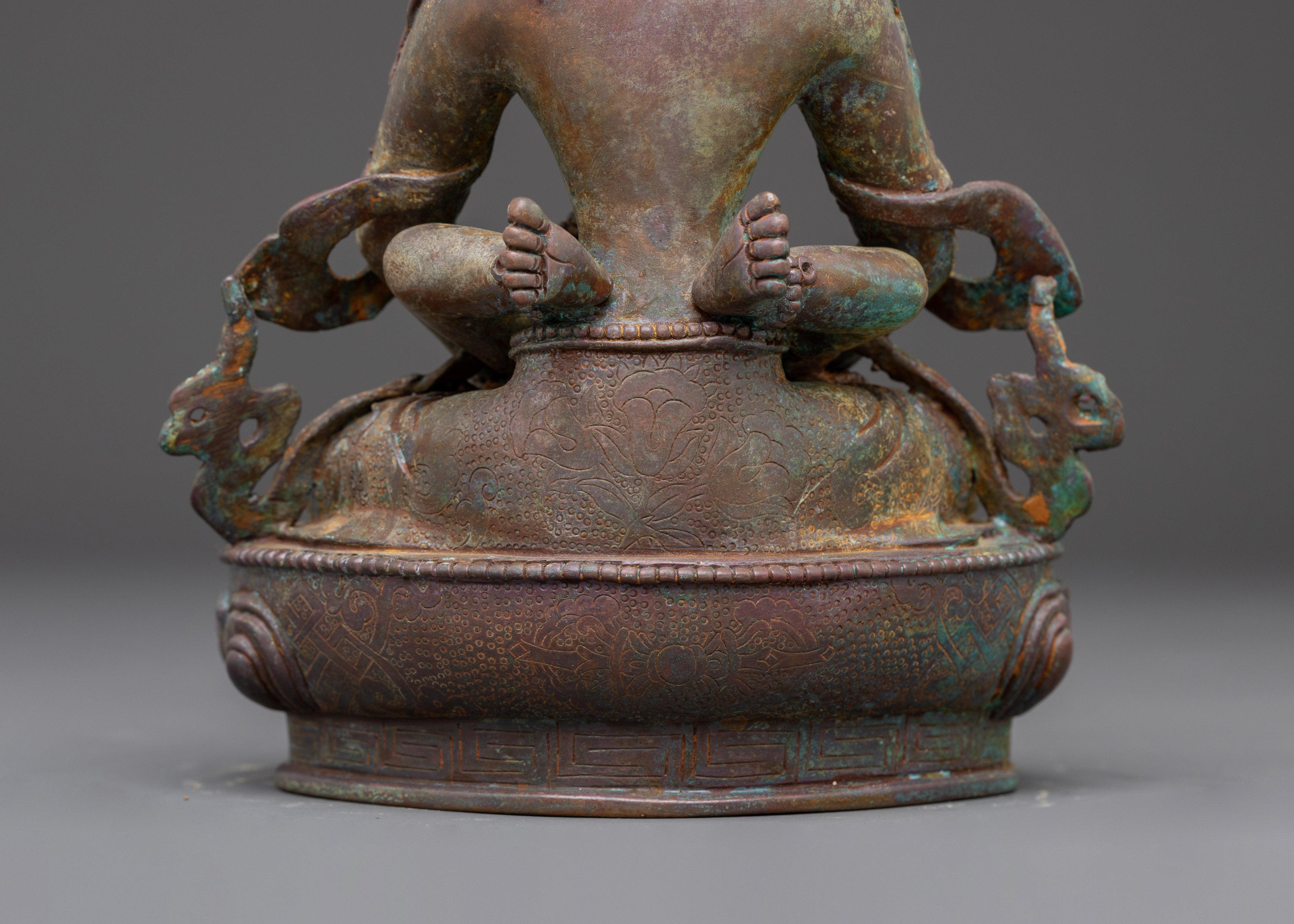 Statue of Buddha Amitayus with Consort | Oxidized Copper Sculpture