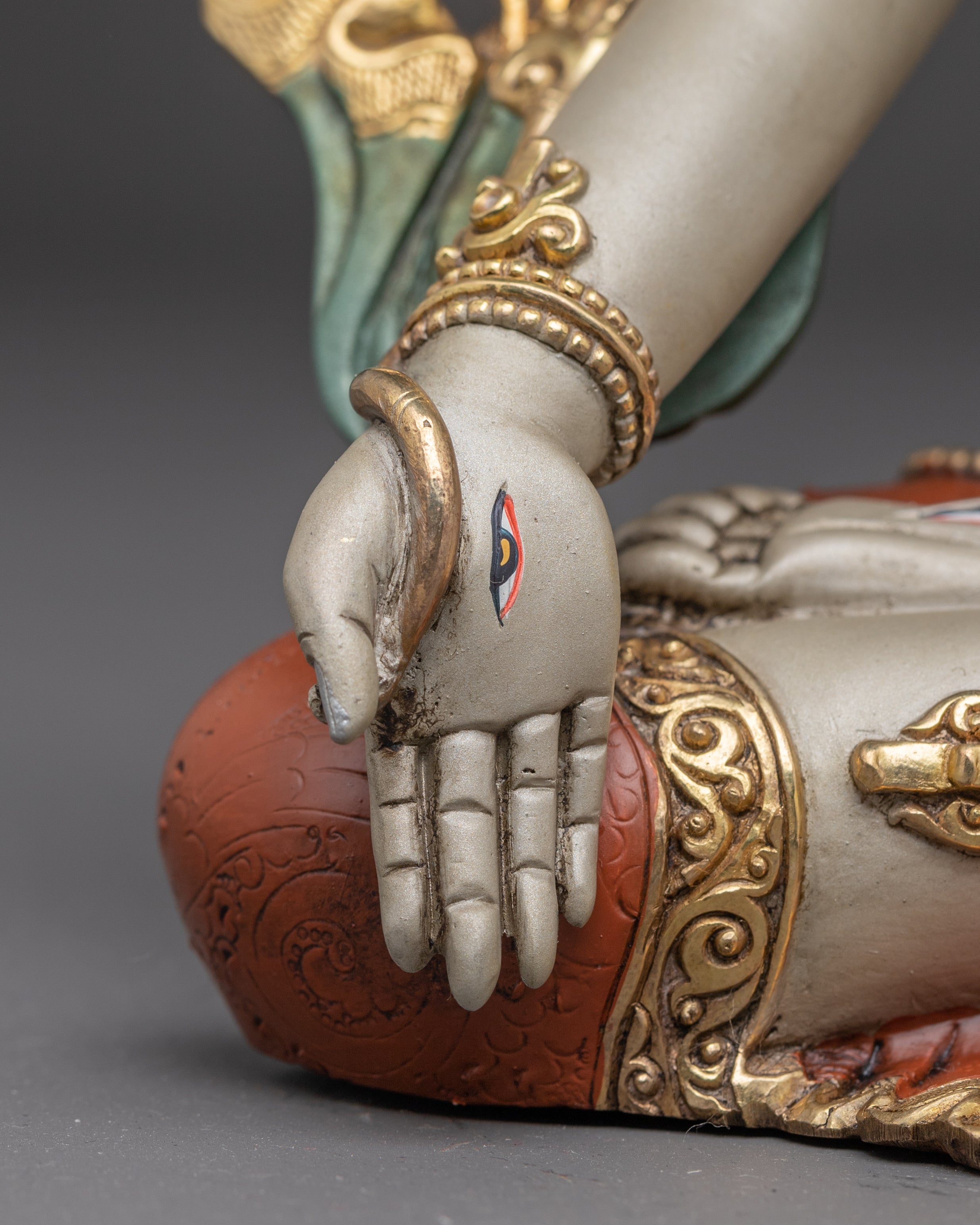 Handcrafted Himalayan Golden White Tara Divine Feminine Goddess | Traditional Artwork