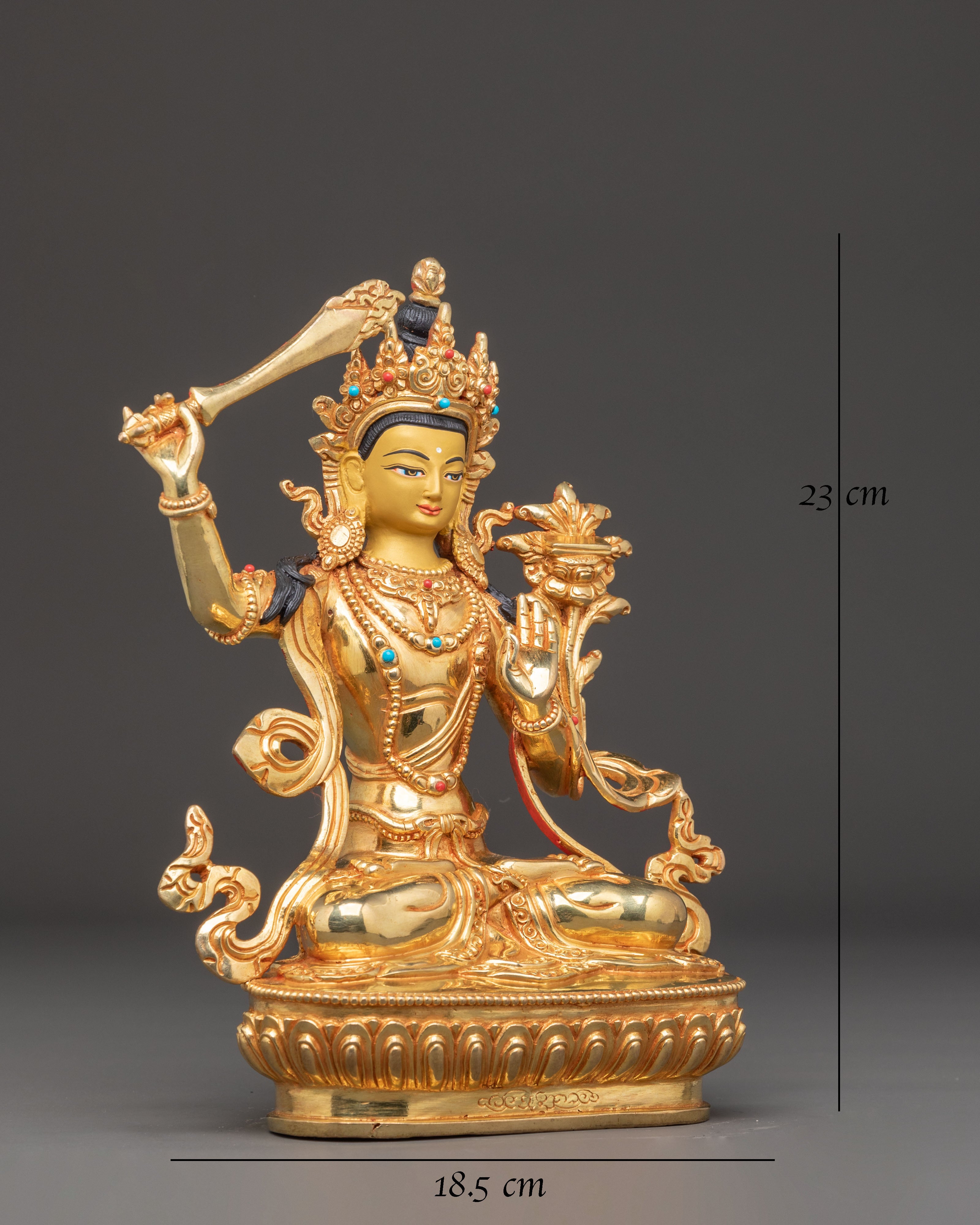 Handcrafted Copper Art of Bodhisattva Manjushri