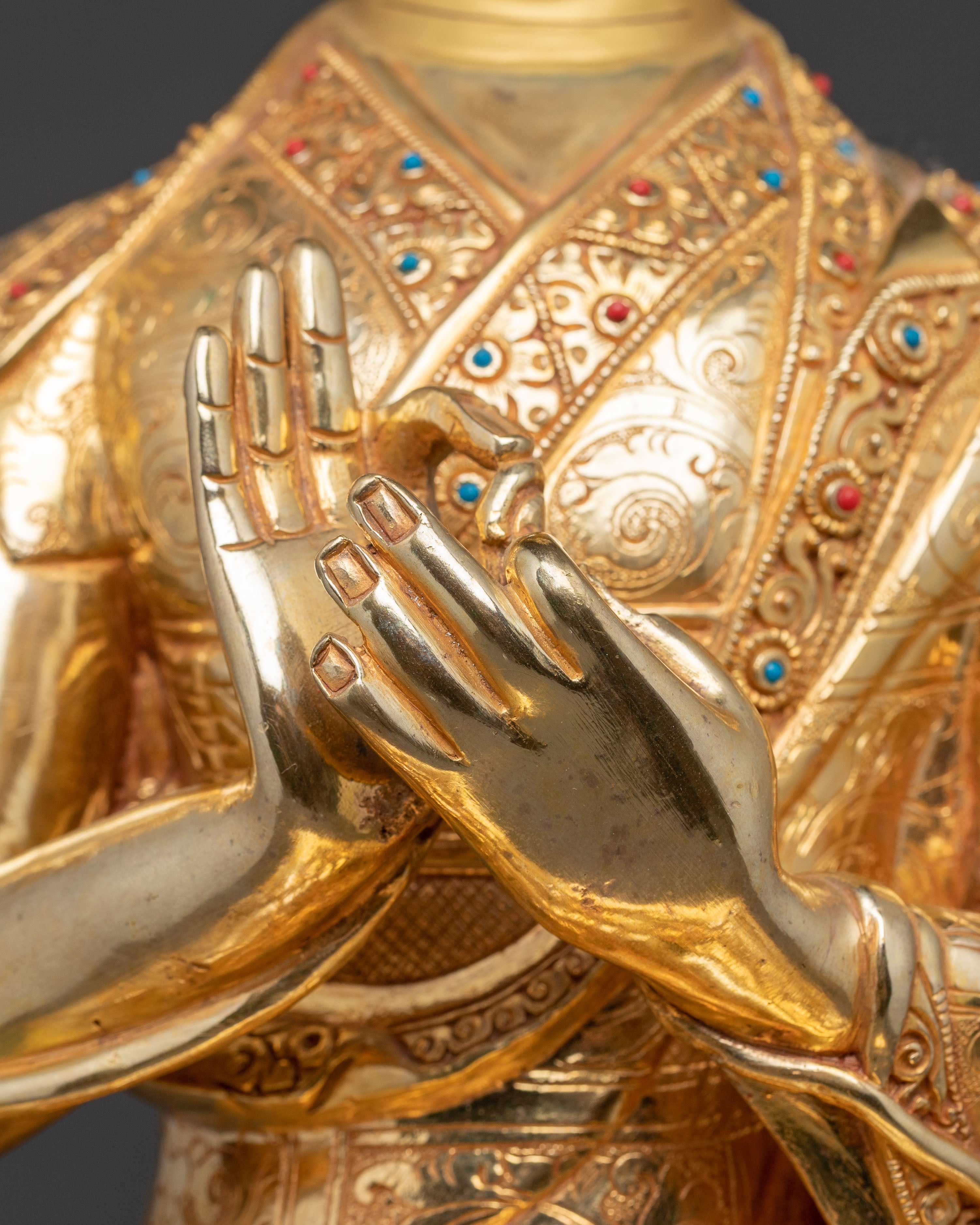 Handmade Tsongkhapa, Je Gyaltsab, and Je Khedrup Statues Set | Three Principal Masters