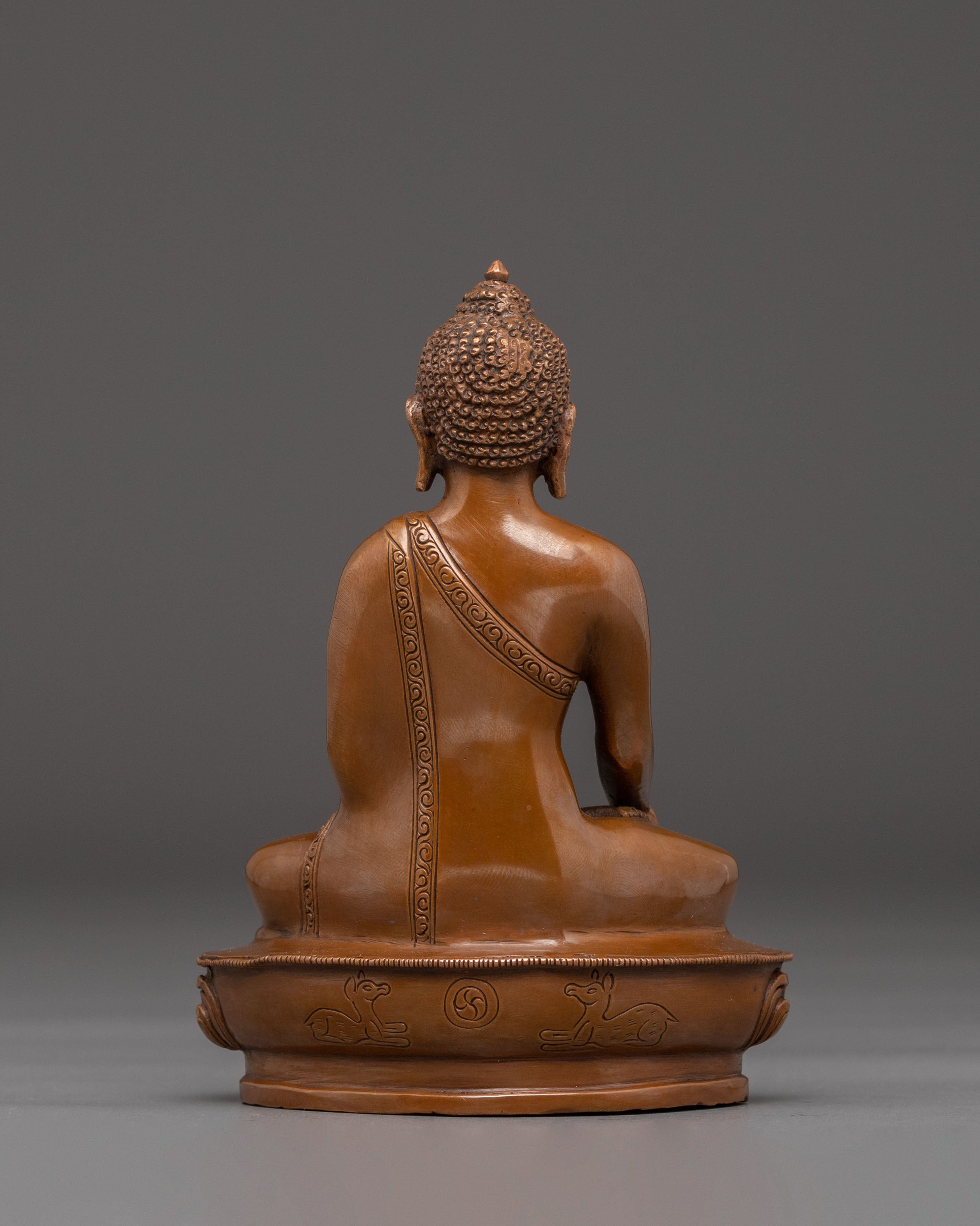 Handcrafted Oxidized Copper Statue of Wisdom Icon Shakyamuni Buddha