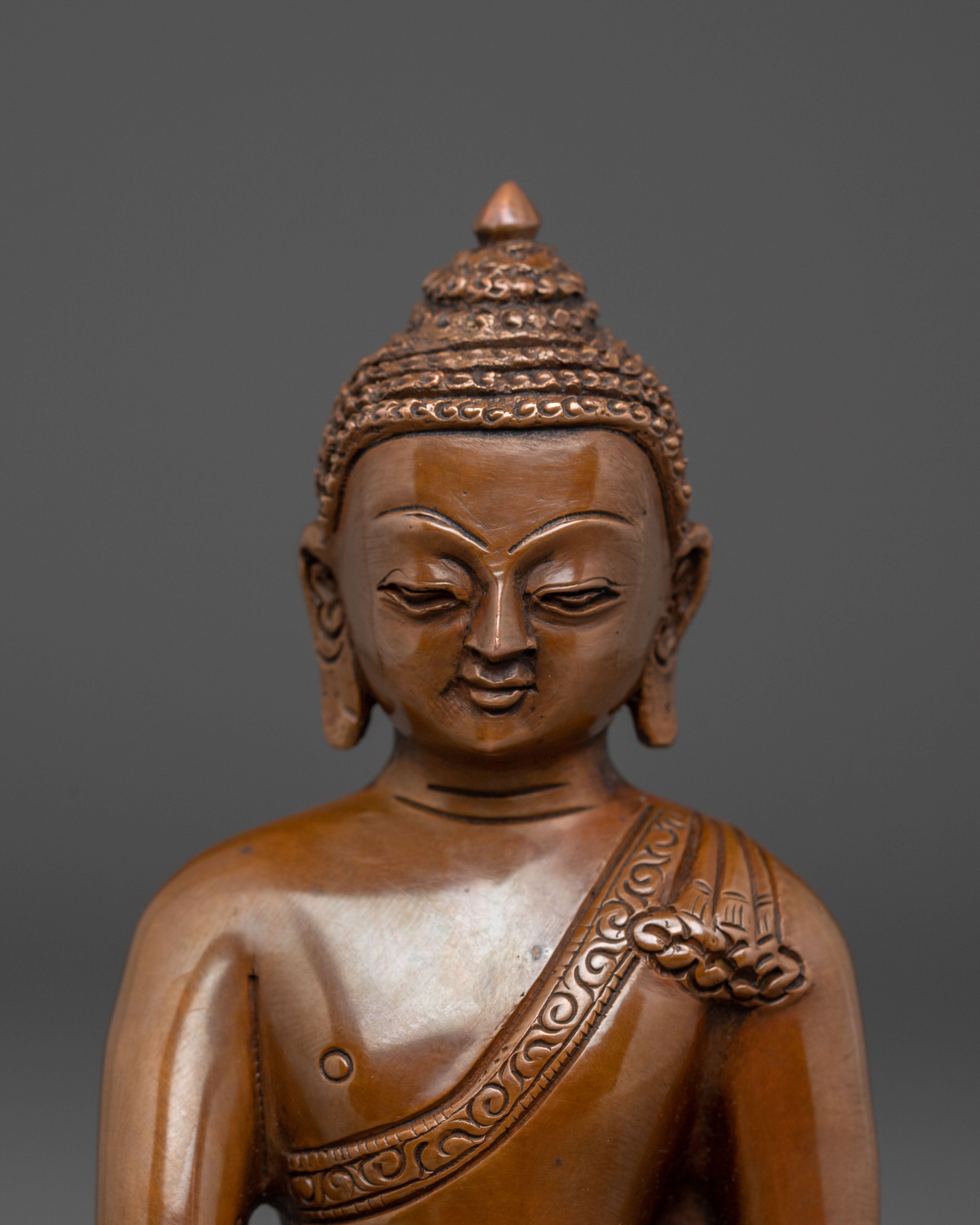 Handcrafted Copper Statue of Buddha Shakyamuni