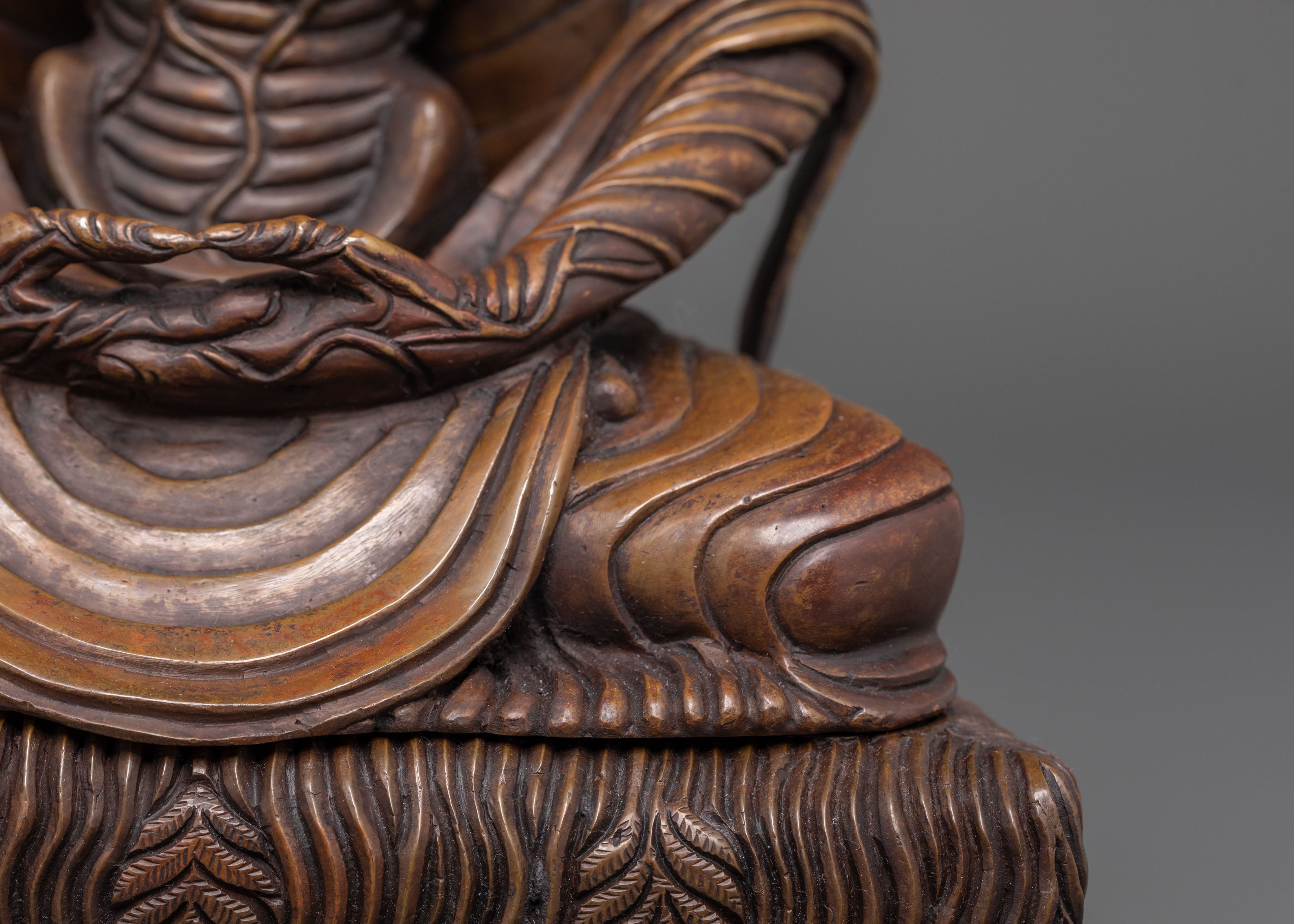 Handmade Copper Statue of Fasting Buddha | Symbol of Mindful Abstention