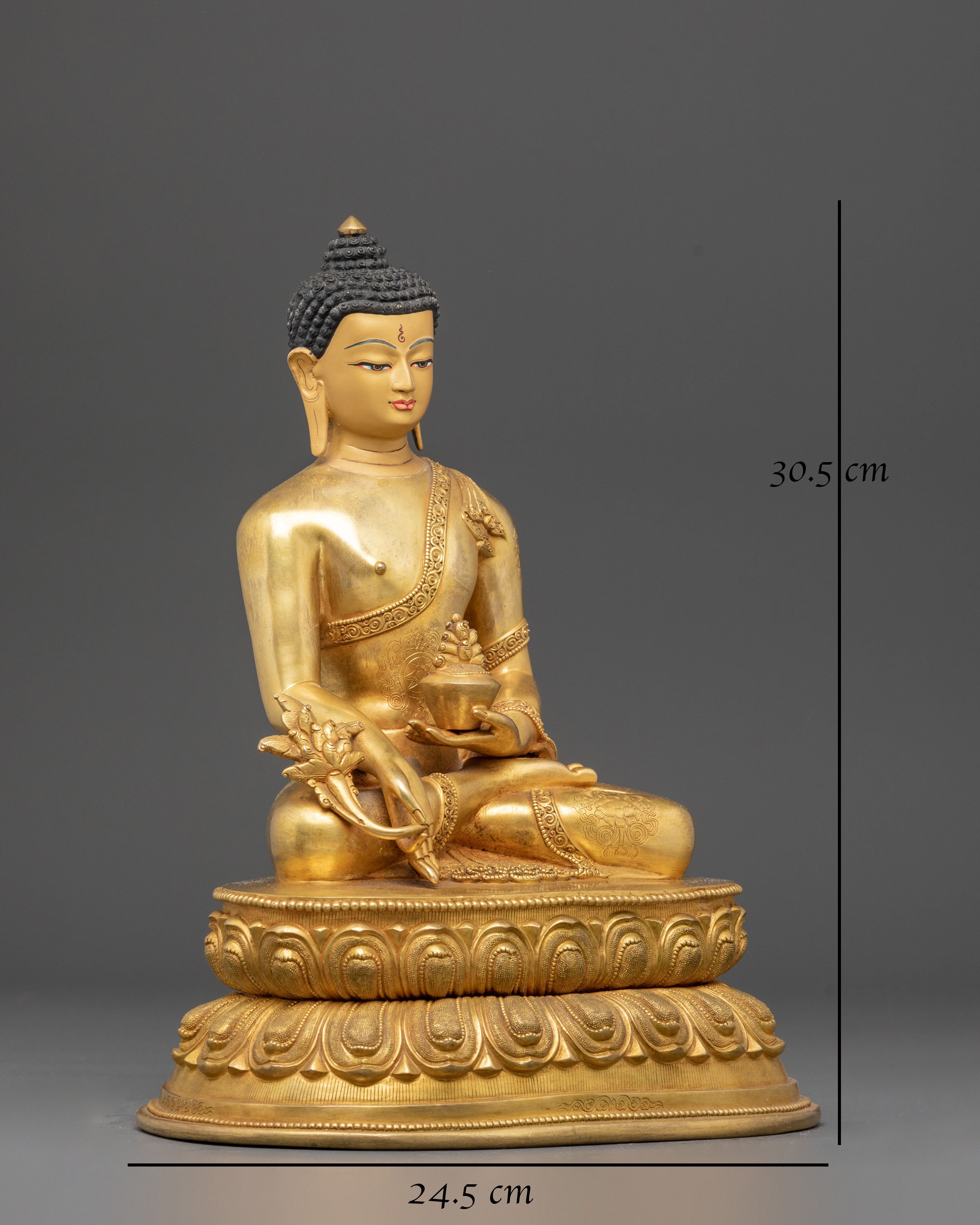 Handmade Serene Healer Medicine Buddha Bhaisajyaguru Art | Tibetan Healing Deity