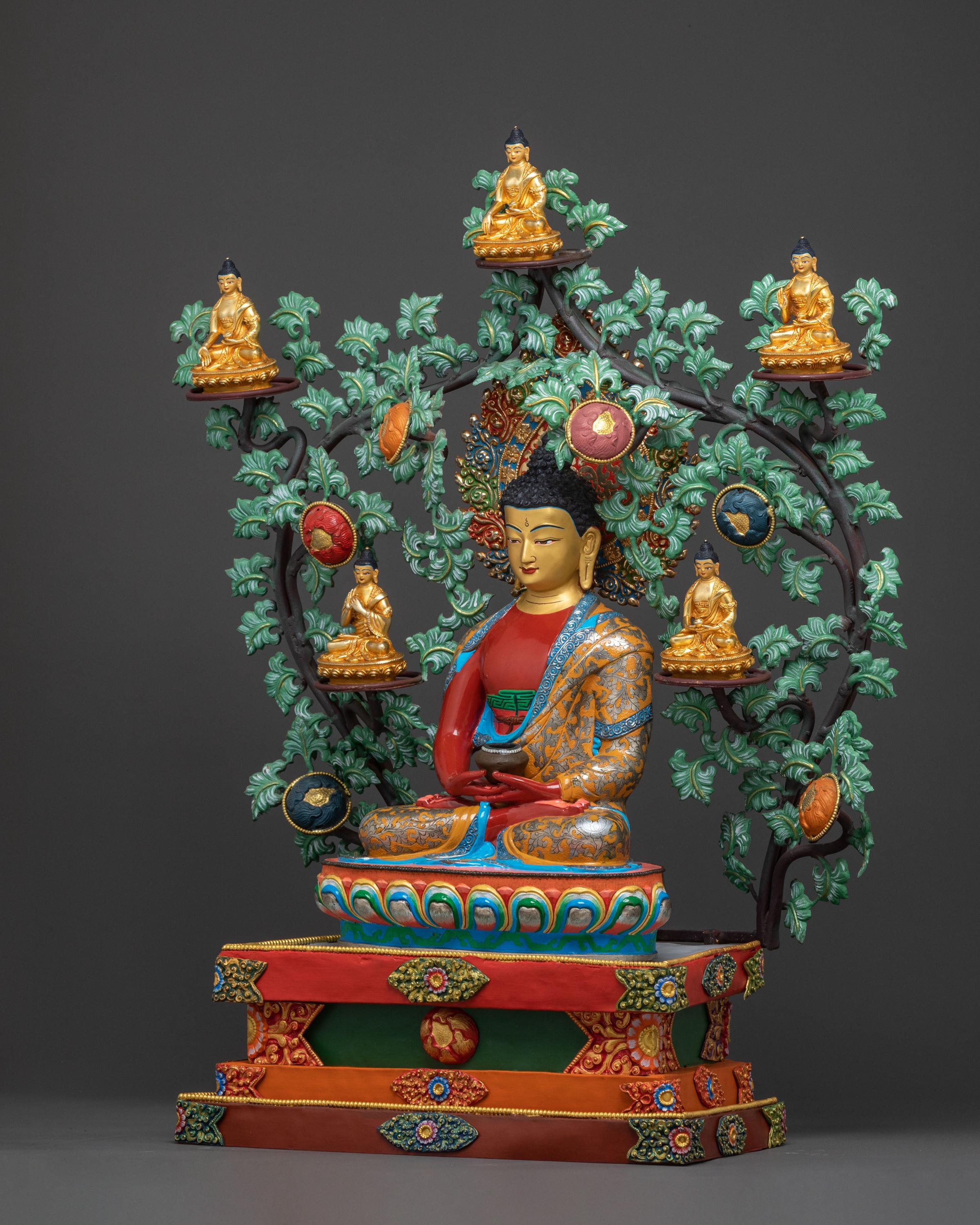 Amitabha Buddha On Throne | Radiant 24K Gold Glided