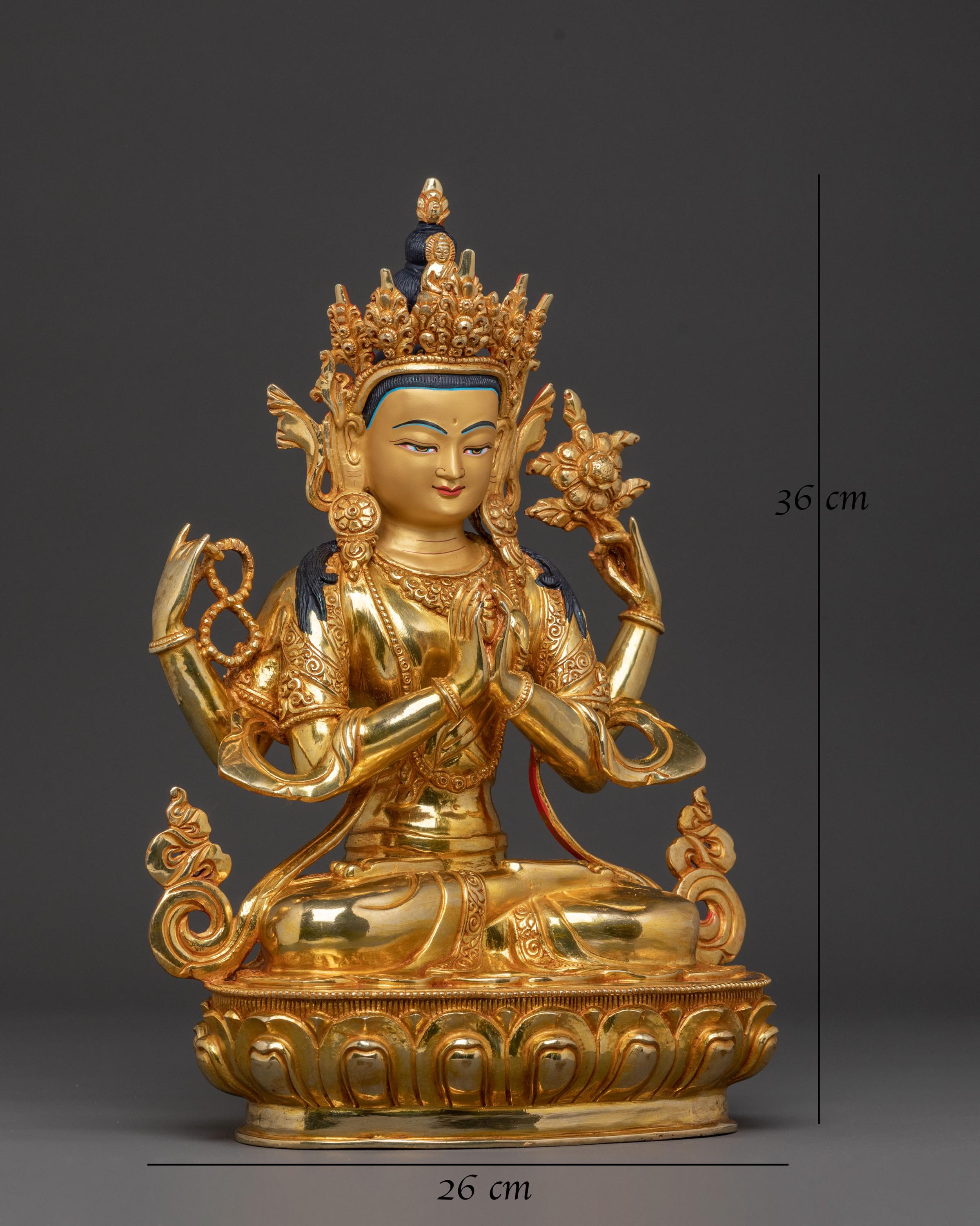 Chenrezig Sacred Tibetan Statue | Meditation Altar Figurine