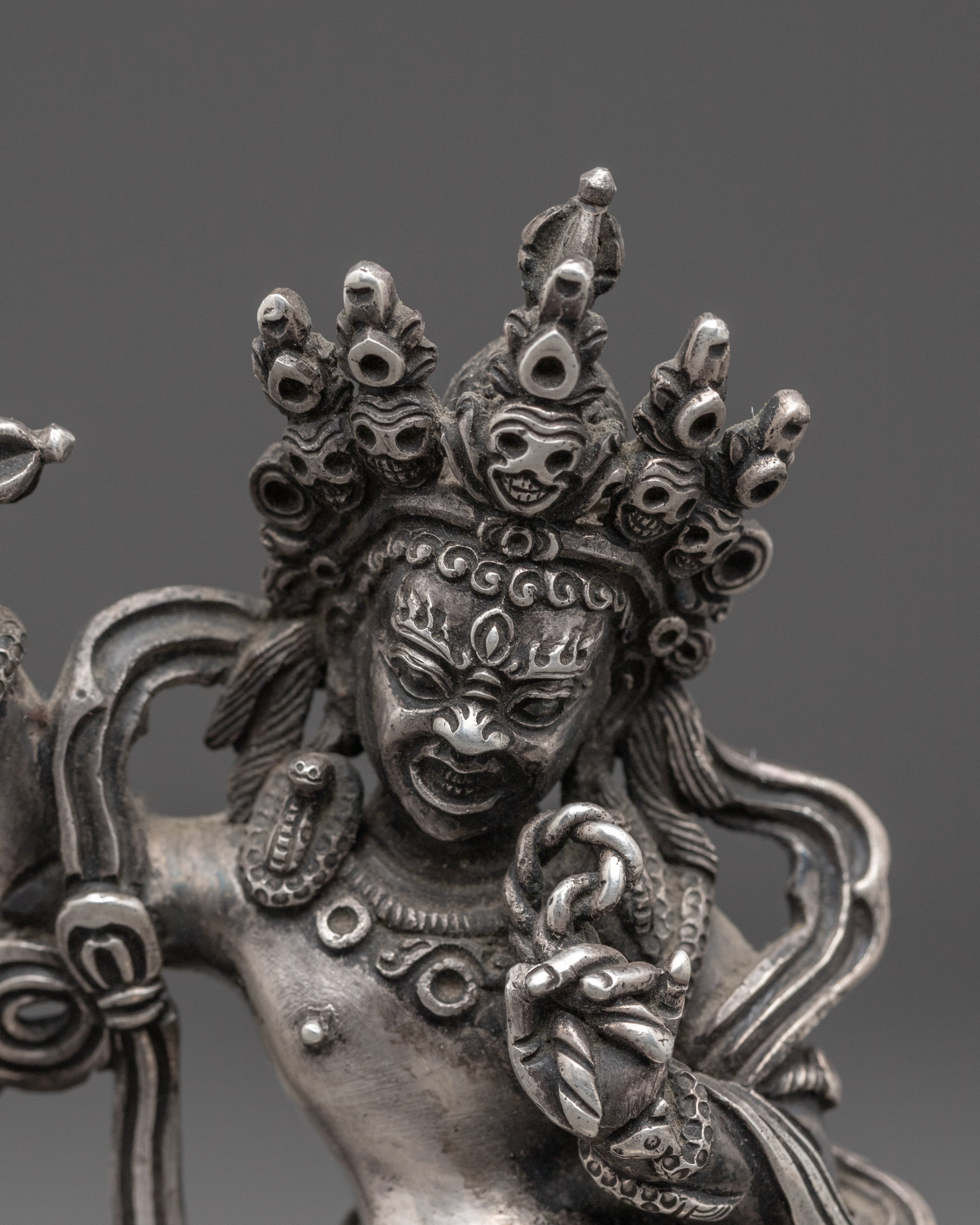 Silver Statue of Vajrapani | Powerful Guardian Deity