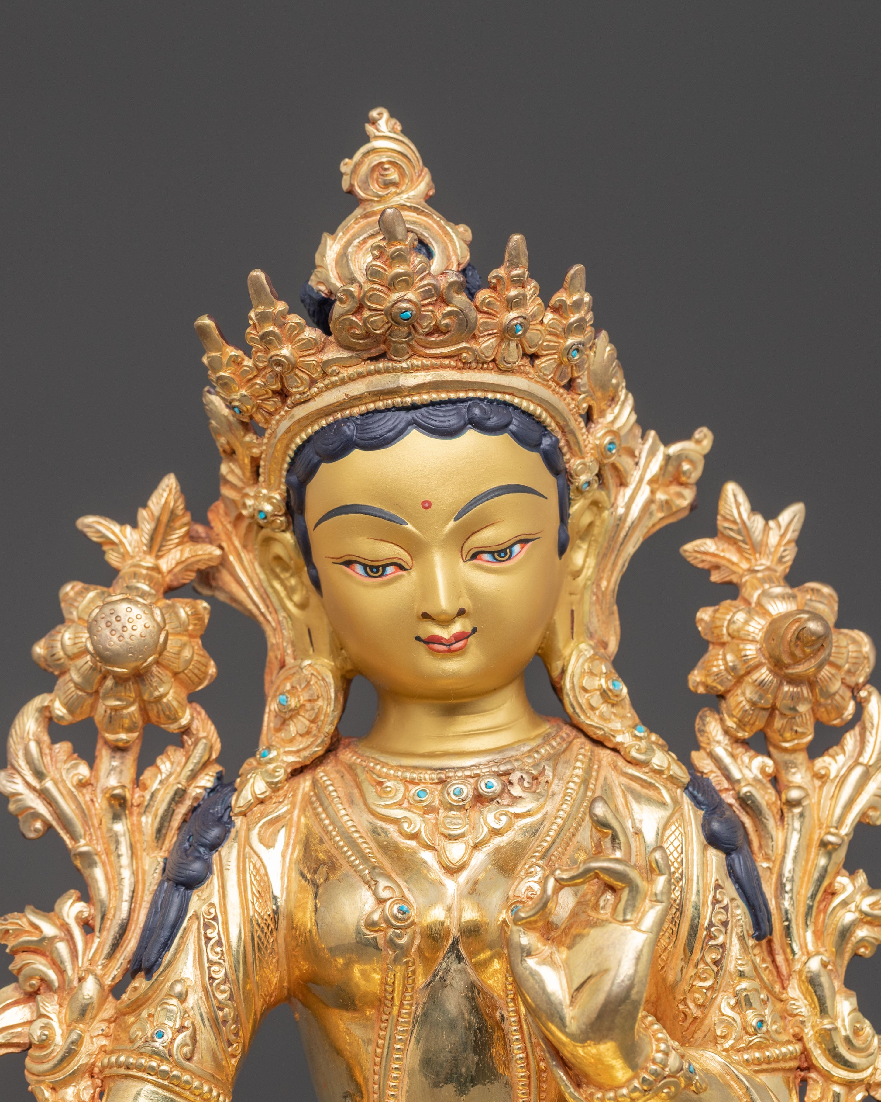 Handcrafted Golden Statue of Goddess Green Tara | Mother of All Buddhas