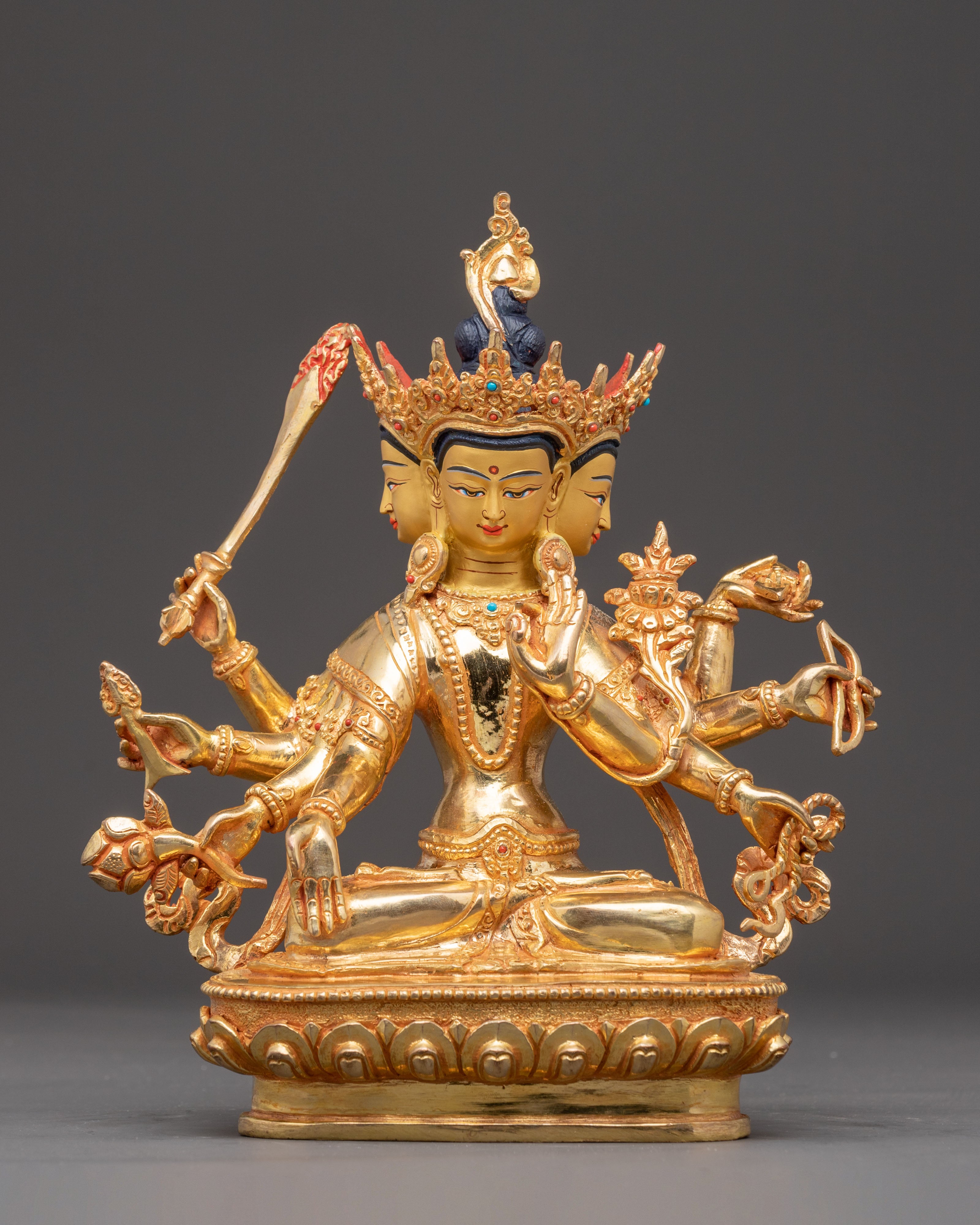 Vajrayana Maha Manjushri Copper Figurine | Symbol of Transcendent Wisdom