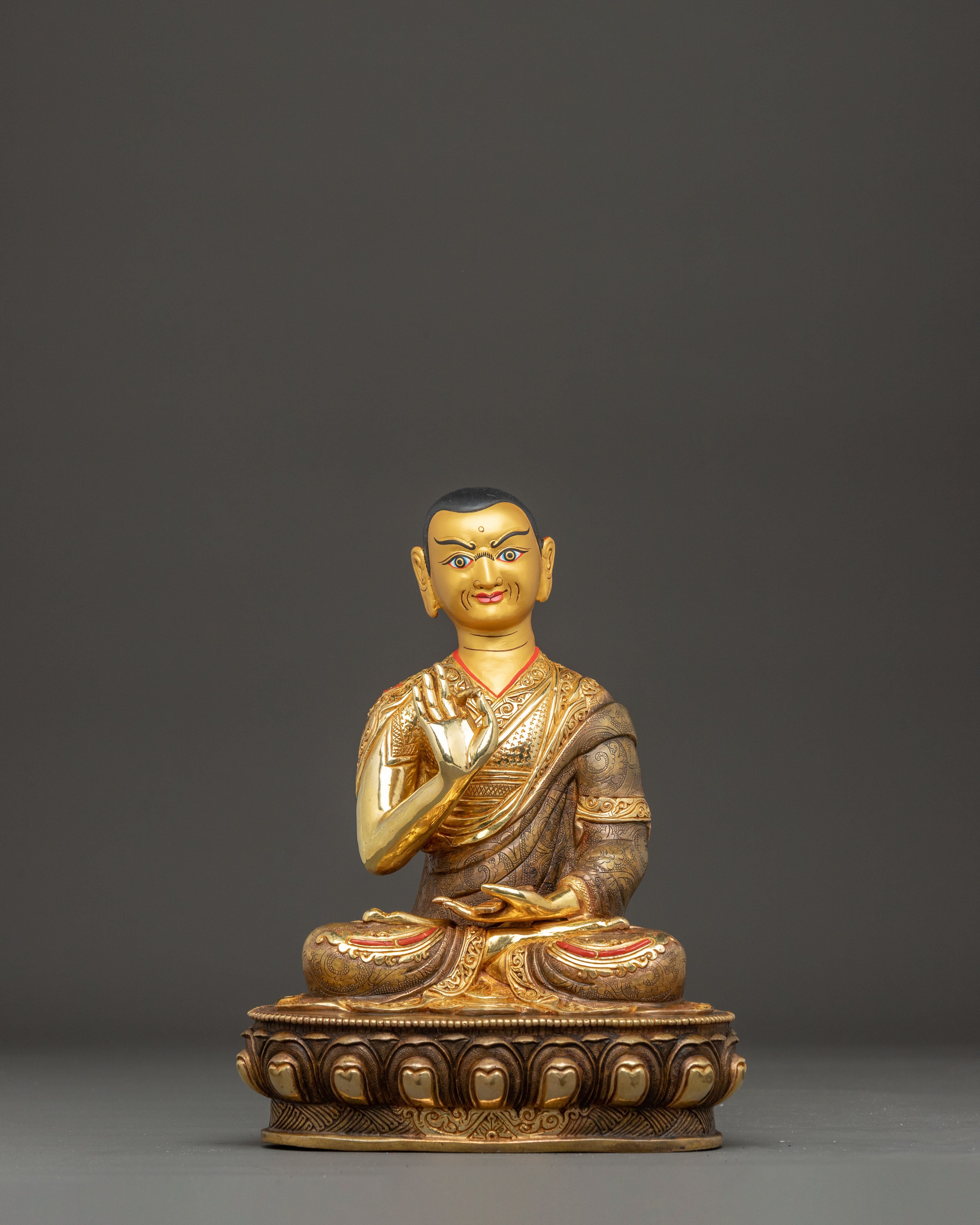 Handmade Tsongkhapa Statue Set for Meditation Decor