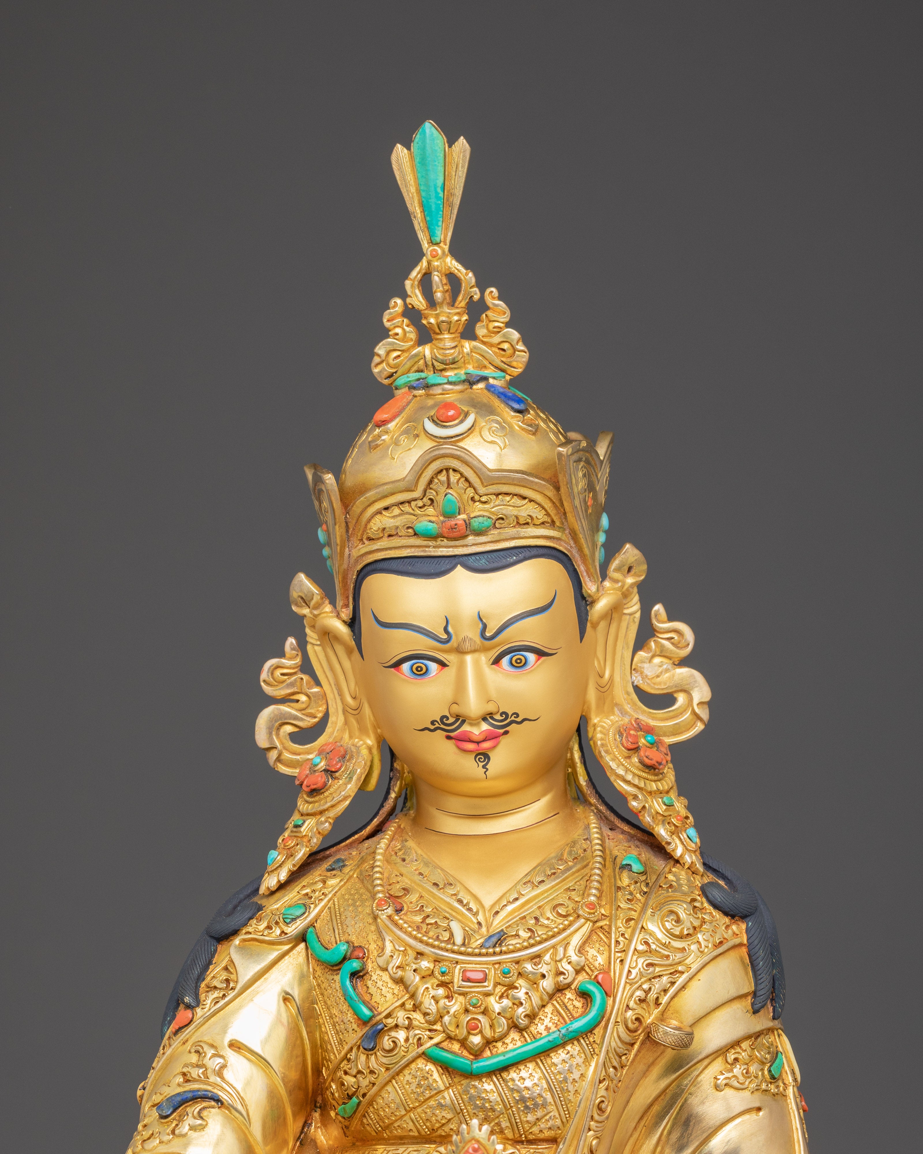 Handmade Golden Statue of Guru Padmasambhava | Tantric Master