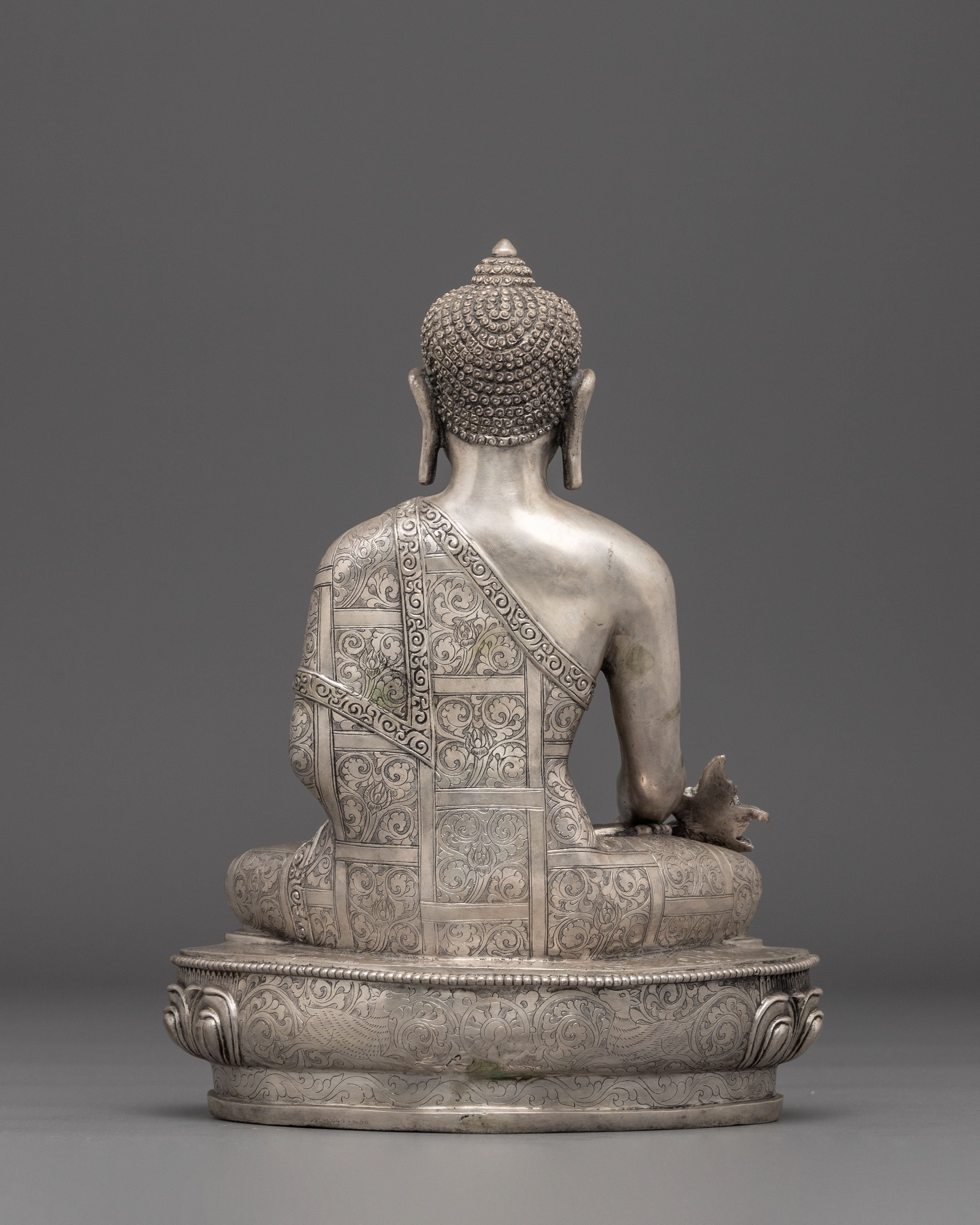 Silver-Plated Statue of Medicine Buddha | Healing Deity