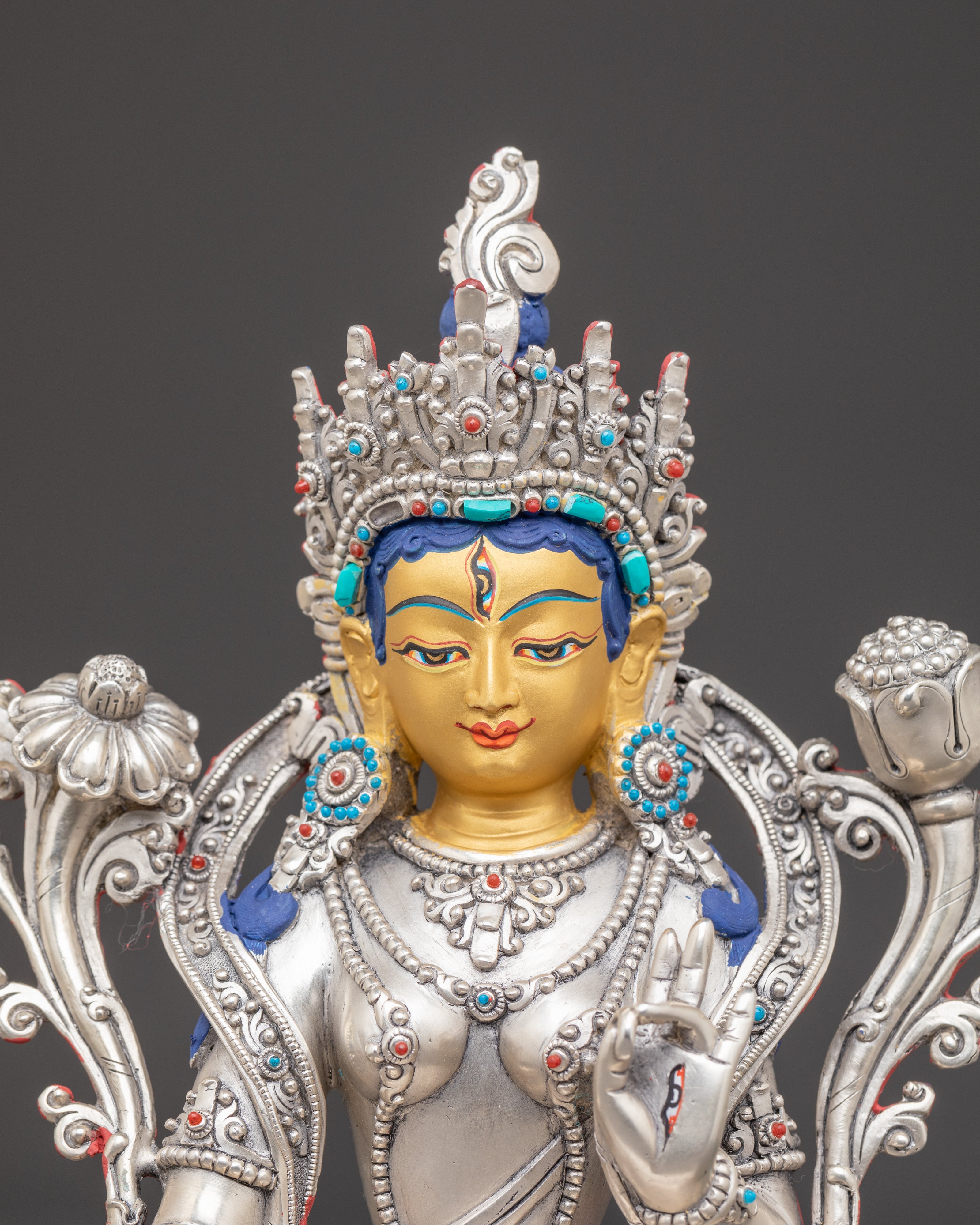 Silver Sita Tara Handmade Statue | Tibetan Buddhist Art