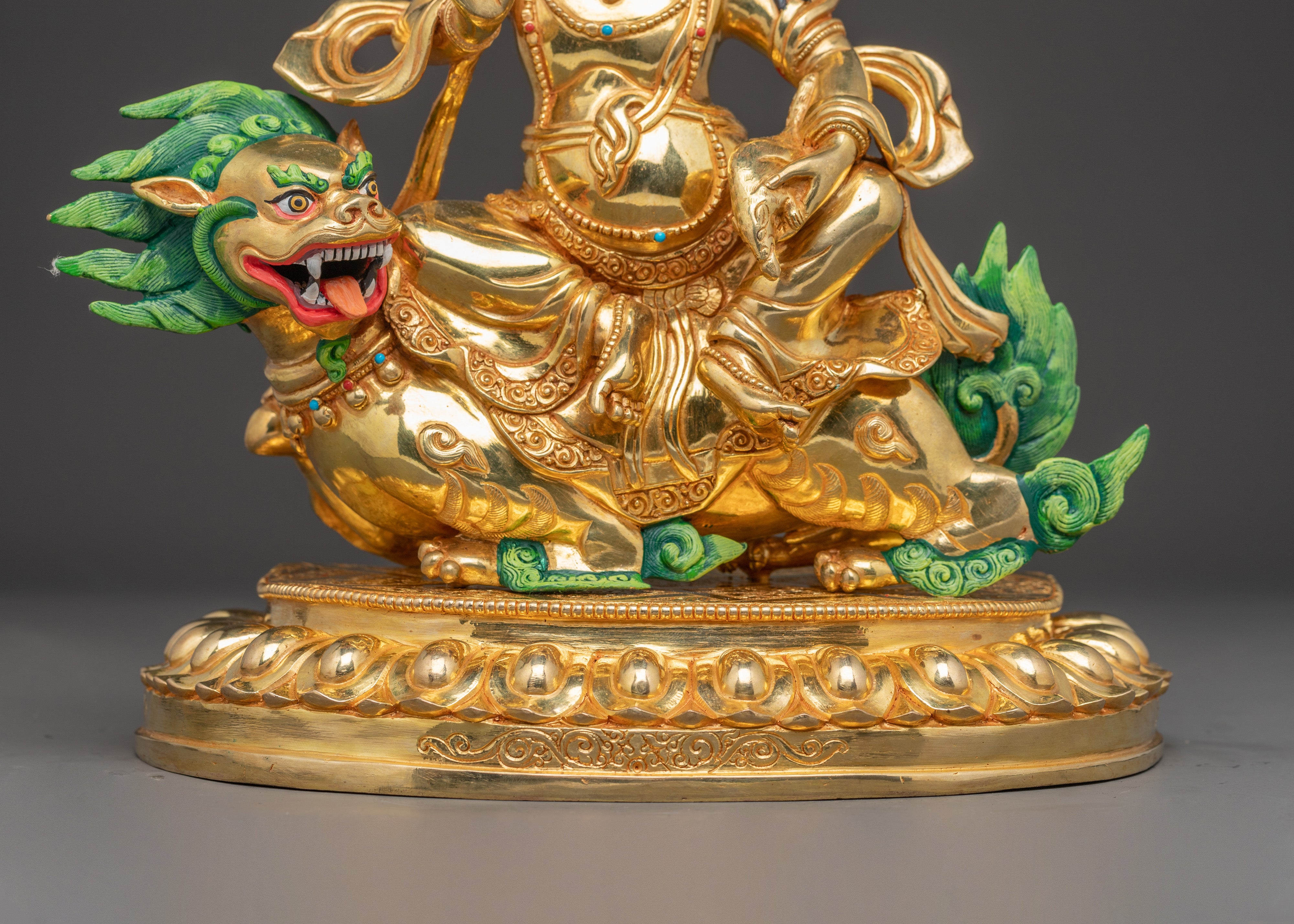 Handmade Namtoshe Art in 24K Gold Gilding | Guardian Deity for Dharma Protection
