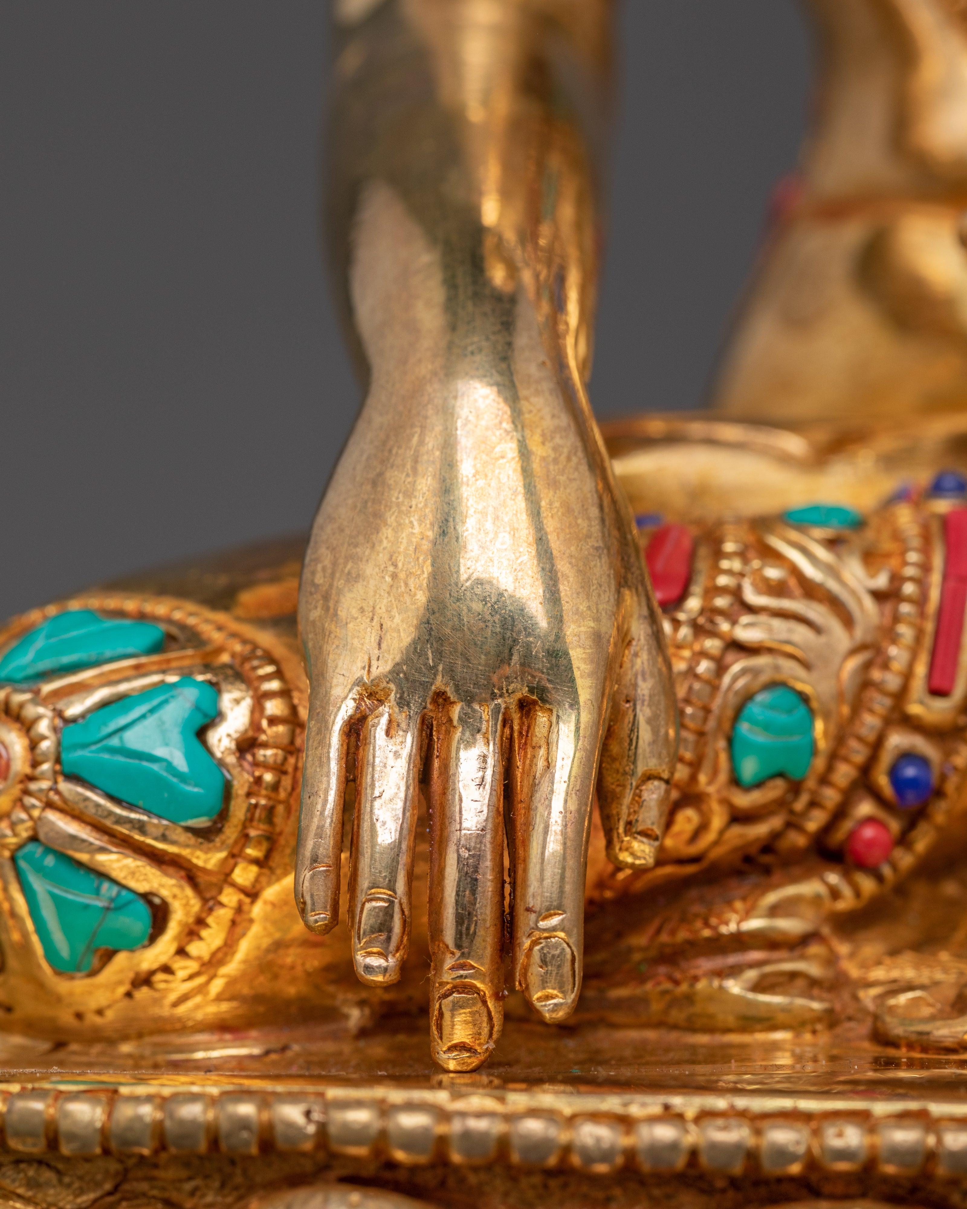 Golden Shakyamuni Buddha, Handmade Himalayan Sculpture