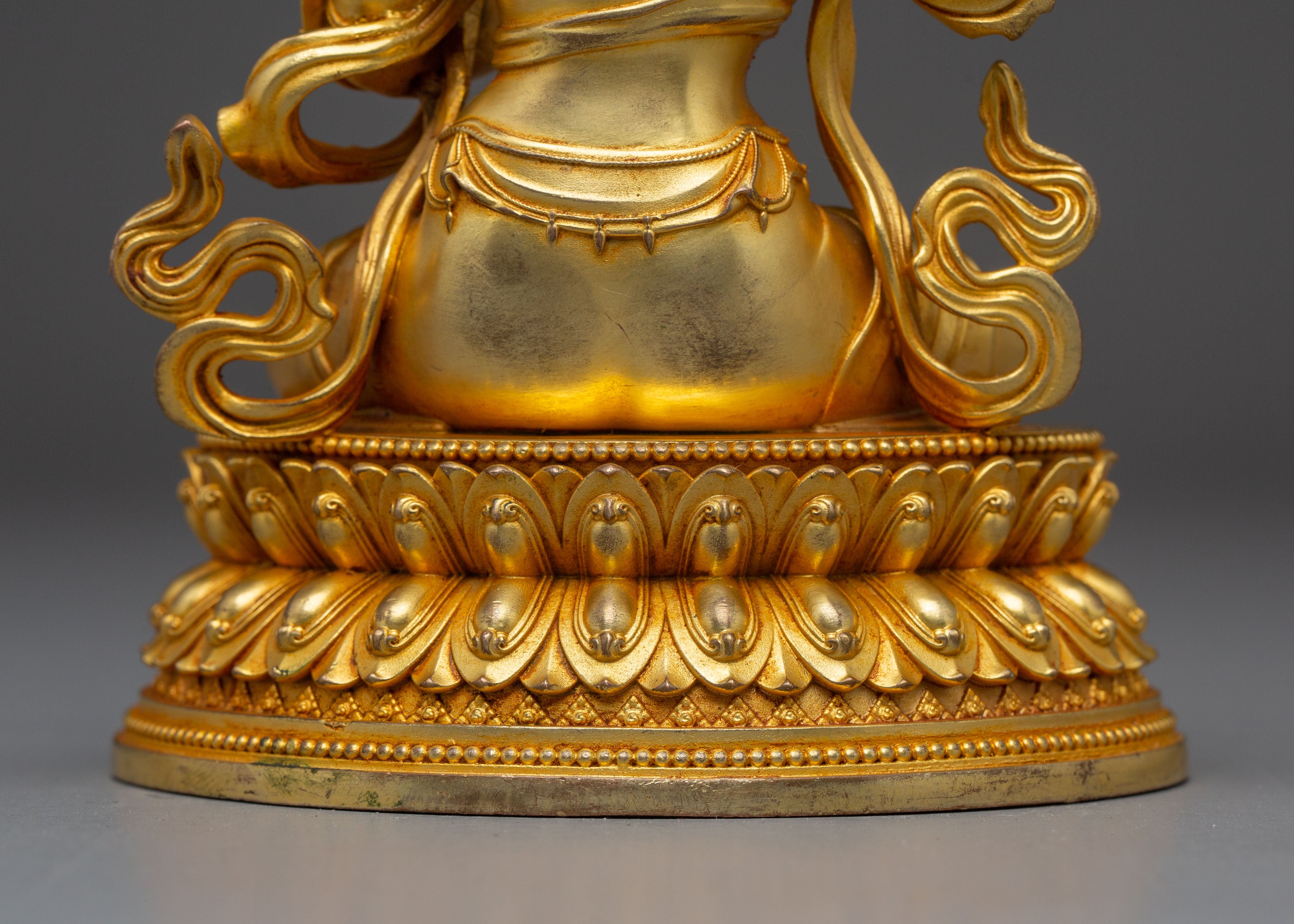 Machine-Made Golden Statue of Manjushri Bodhisattva | Symbol of Wisdom