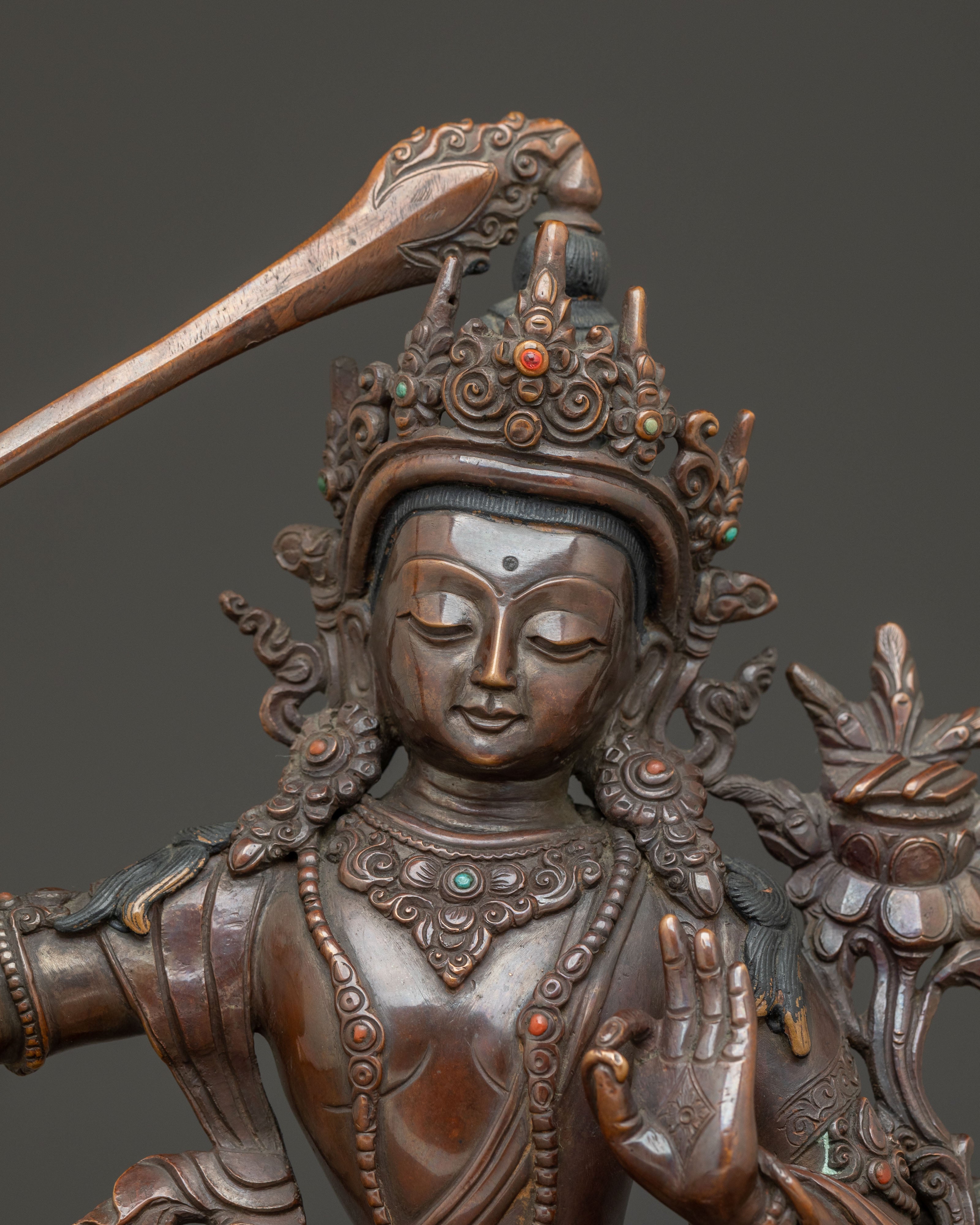 Handmade Copper Manjushri Statue | The Wisdom Bodhisattva