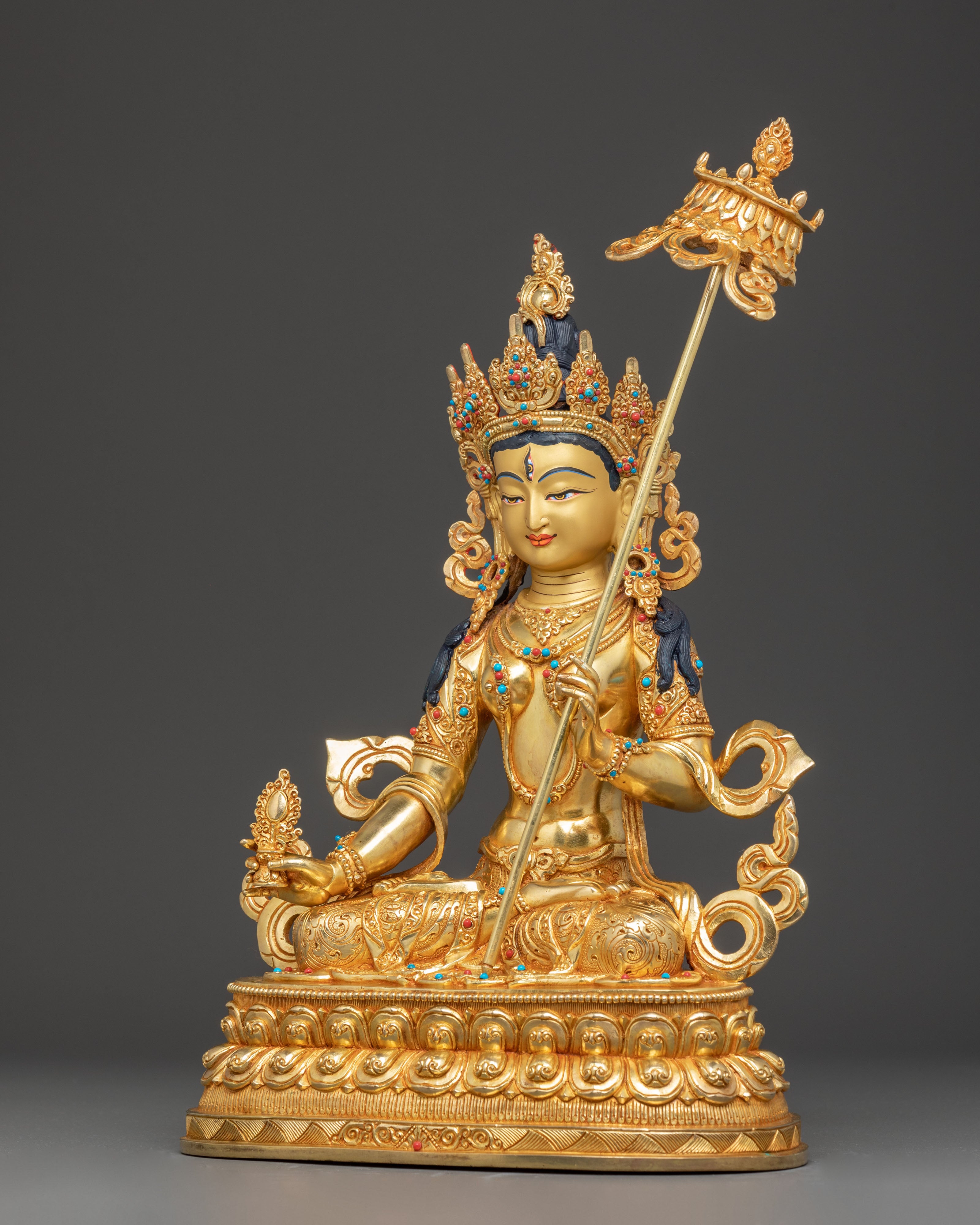 Dukar Statue: The Protector Bodhisattva | Gold Gilded Tibetan Icon