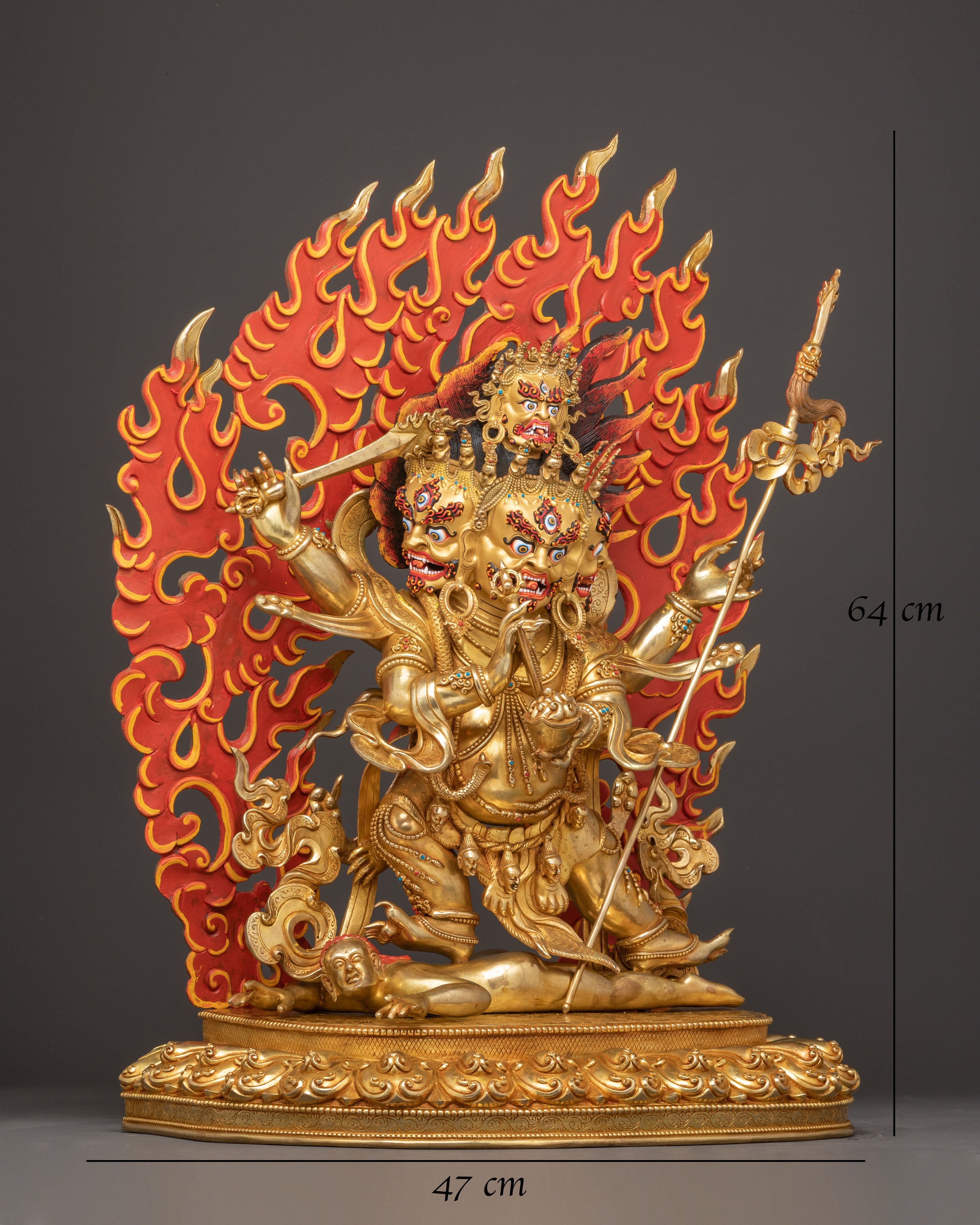Four Armed Mahakala Handmade Copper Statue